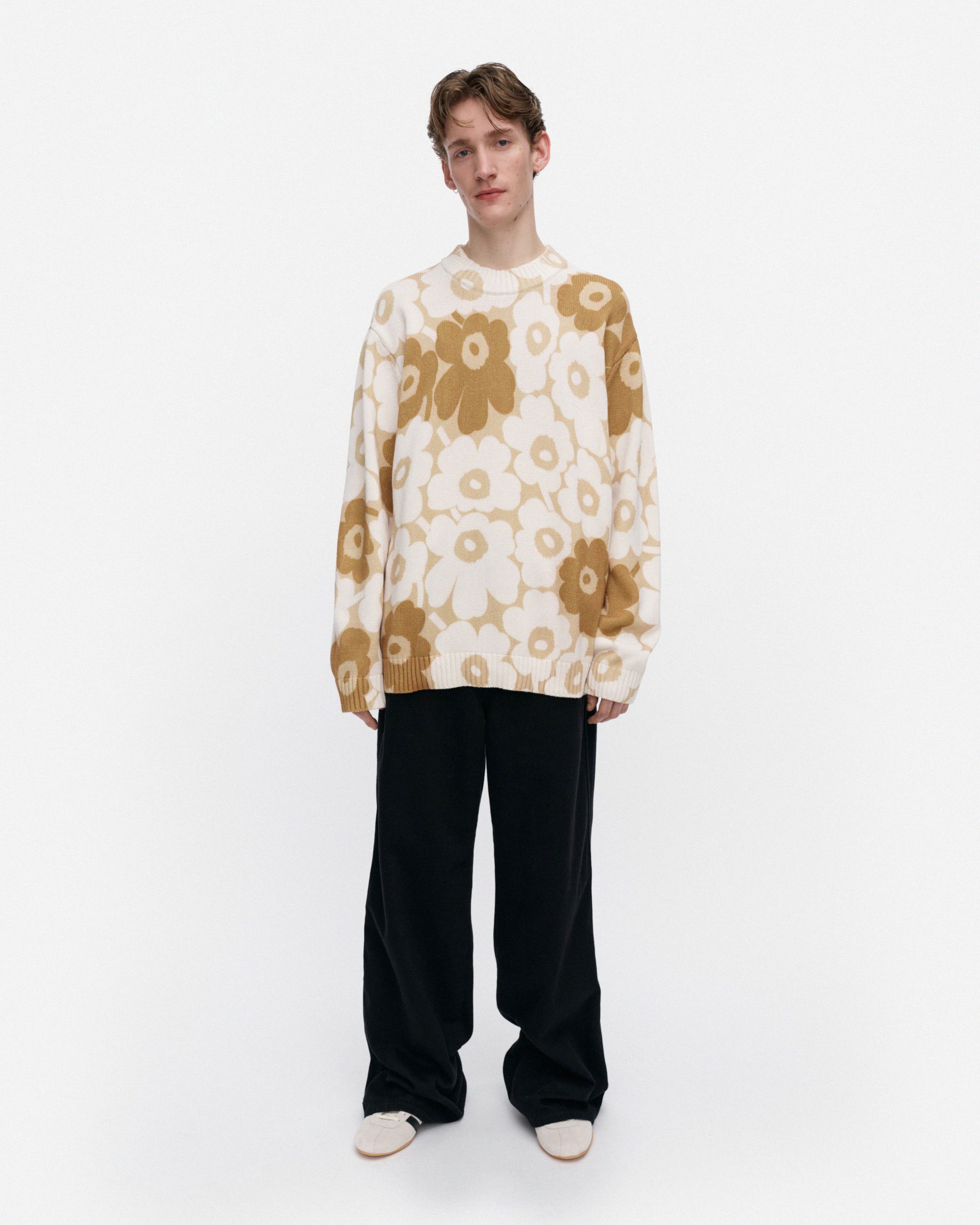 Puuteri Unikko Kioski knitted pullover off white, beige, brown