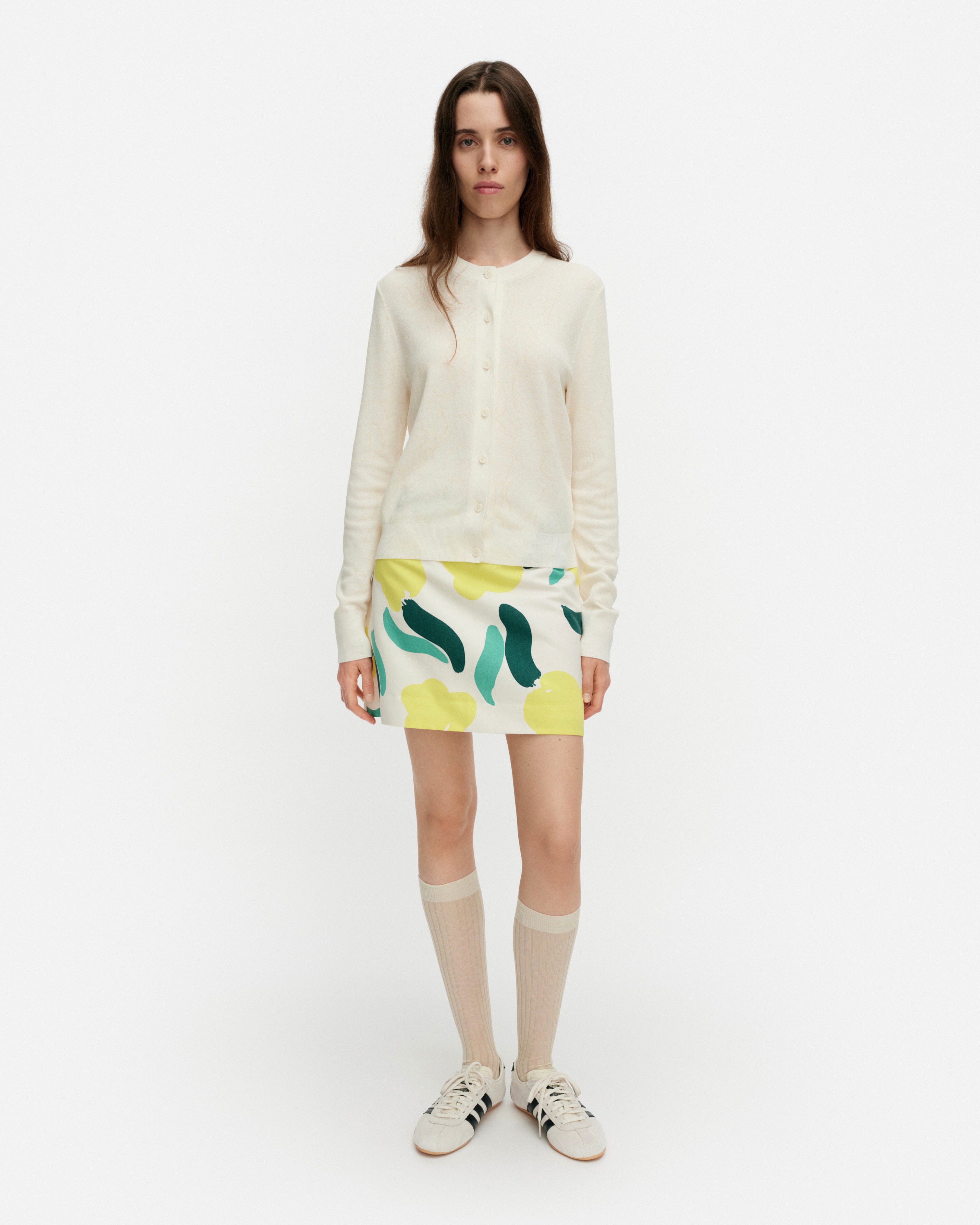 Toispual Piirto Unikko, Knitted cardigan, off white, light beige,