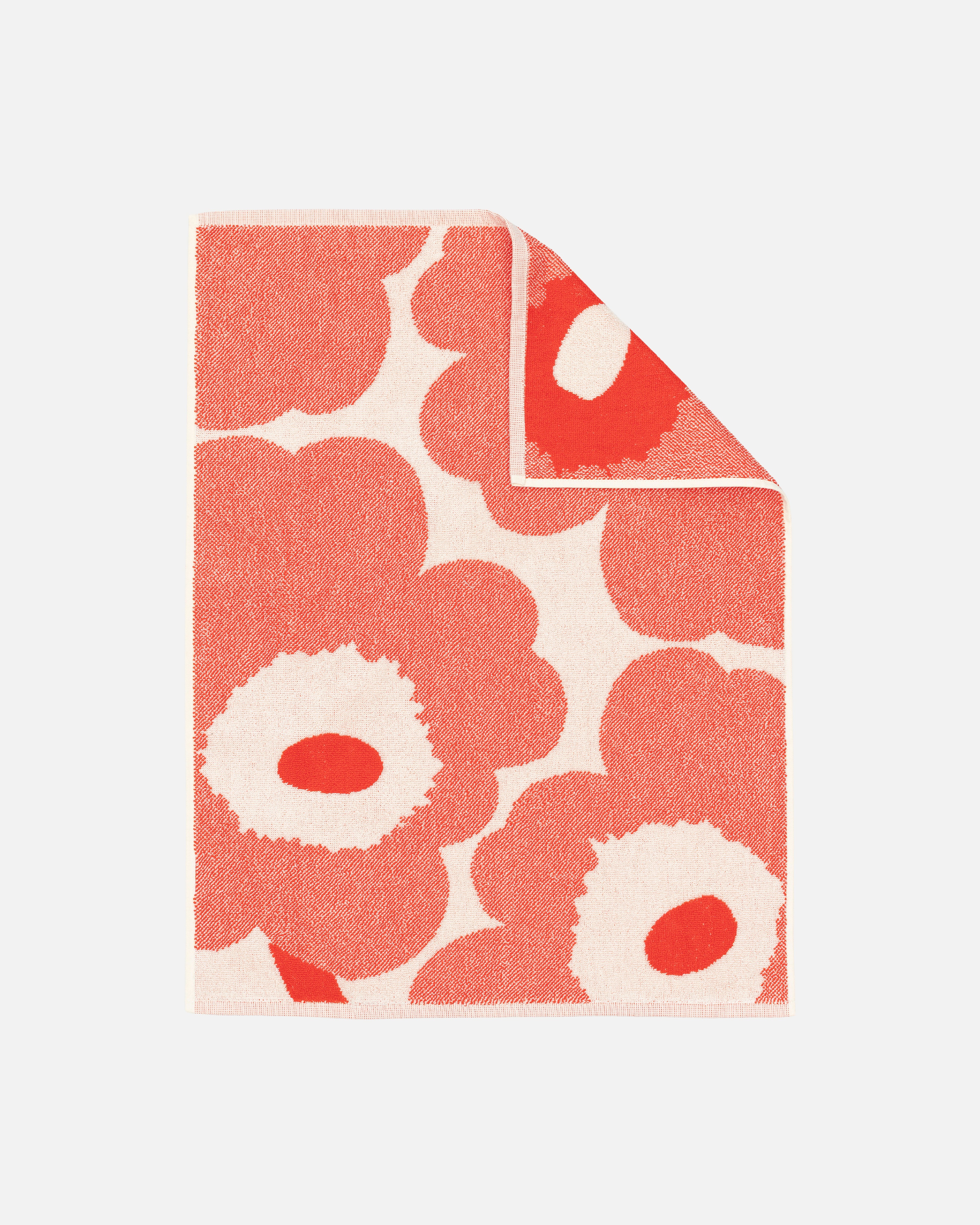 Unikko, Hand towel, off white, orange red,