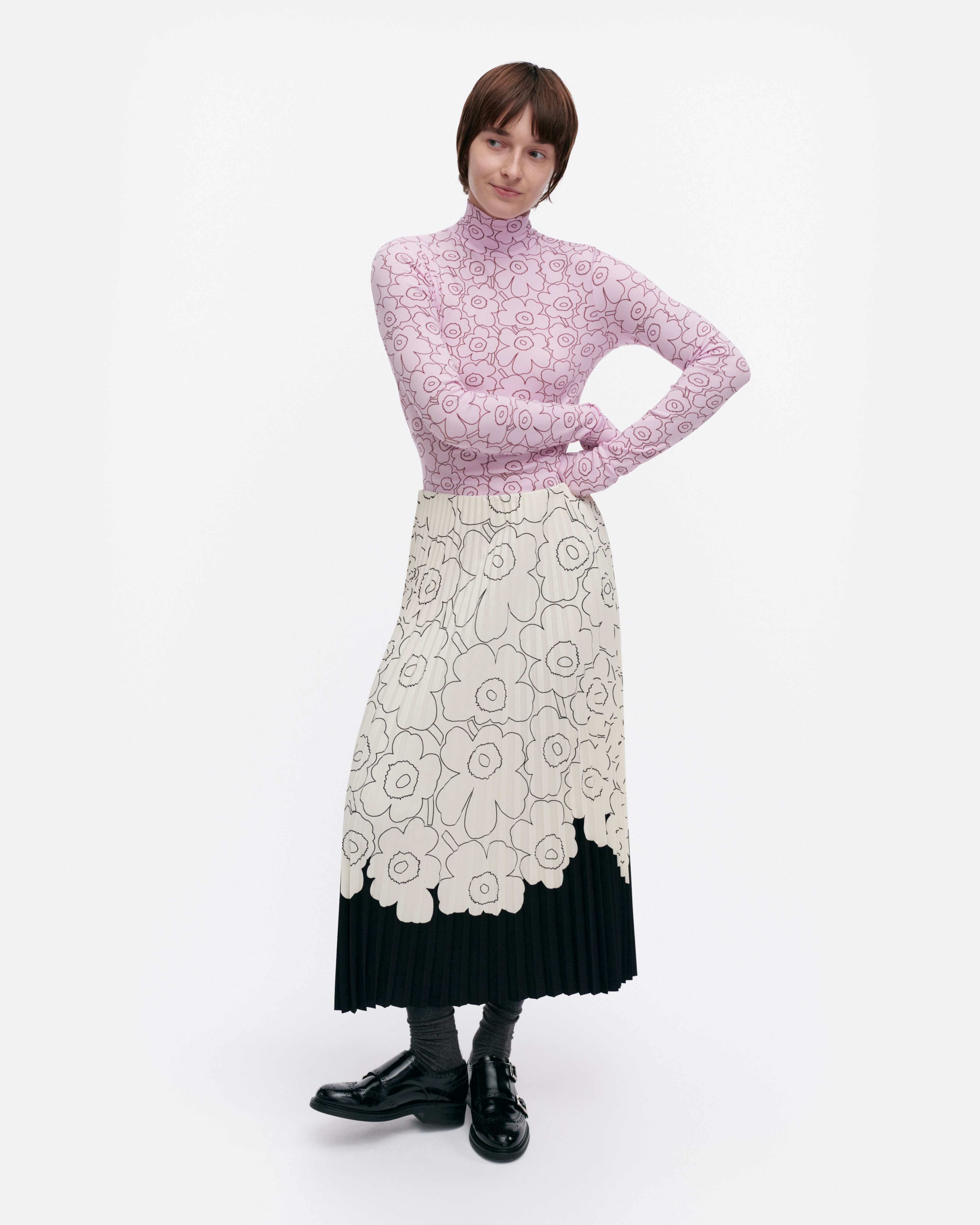 Solmia Piirto Unikko, Turtleneck shirt, light pink, wine red,