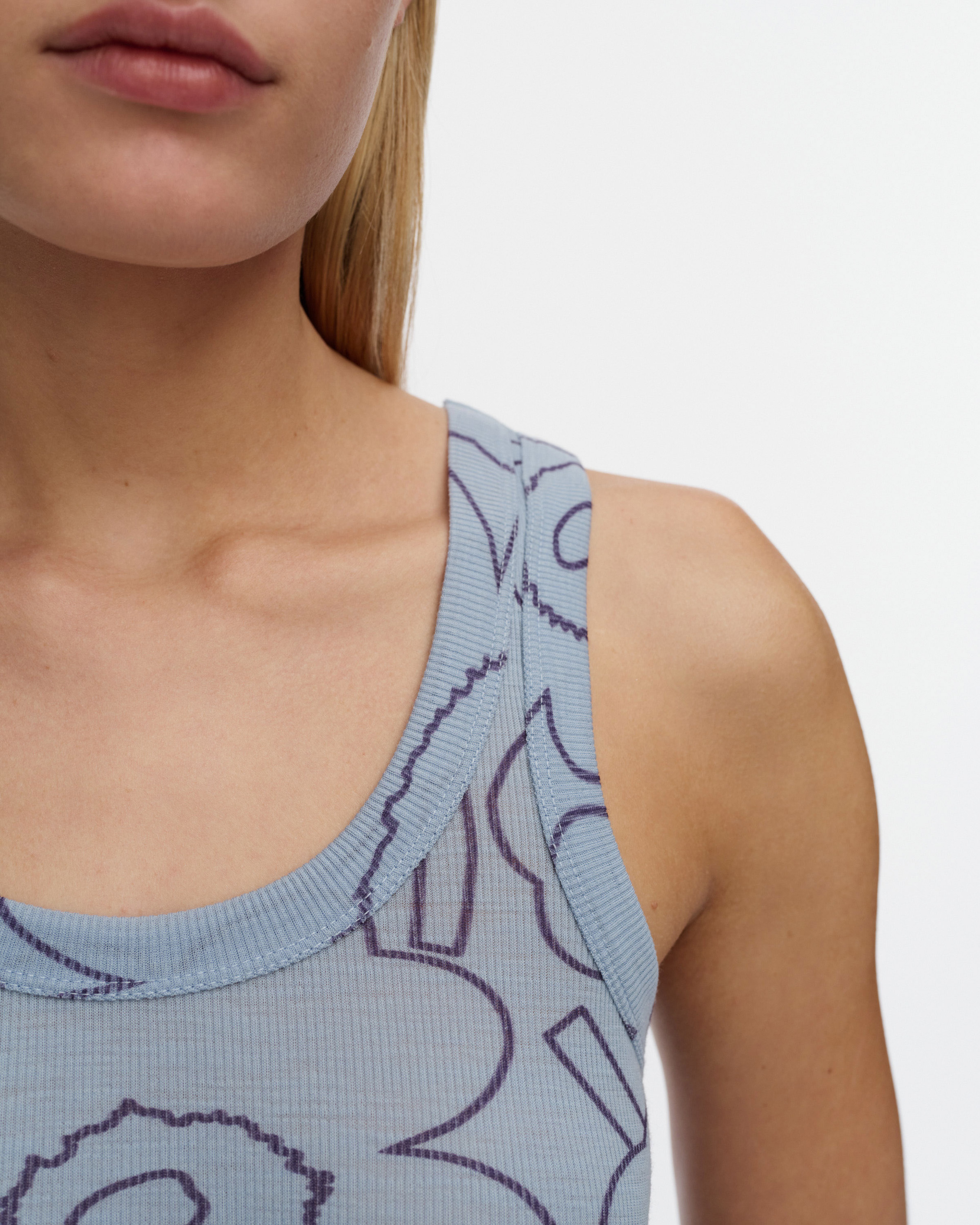 Höyste Piirto Unikko, Rib top, light blue, dark blue,