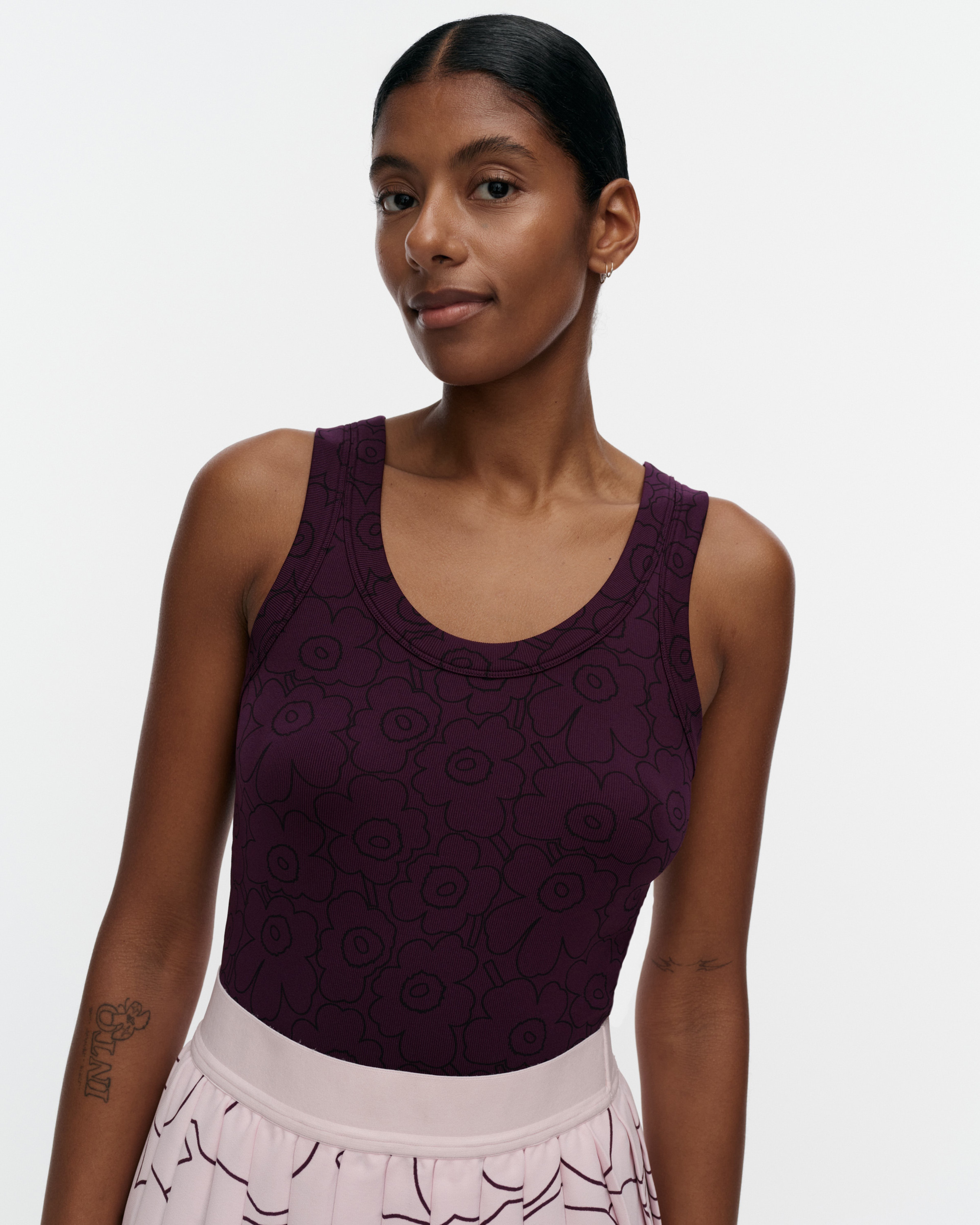 Sävyt Piirto Unikko, Rib top, dark purple, dark blue,