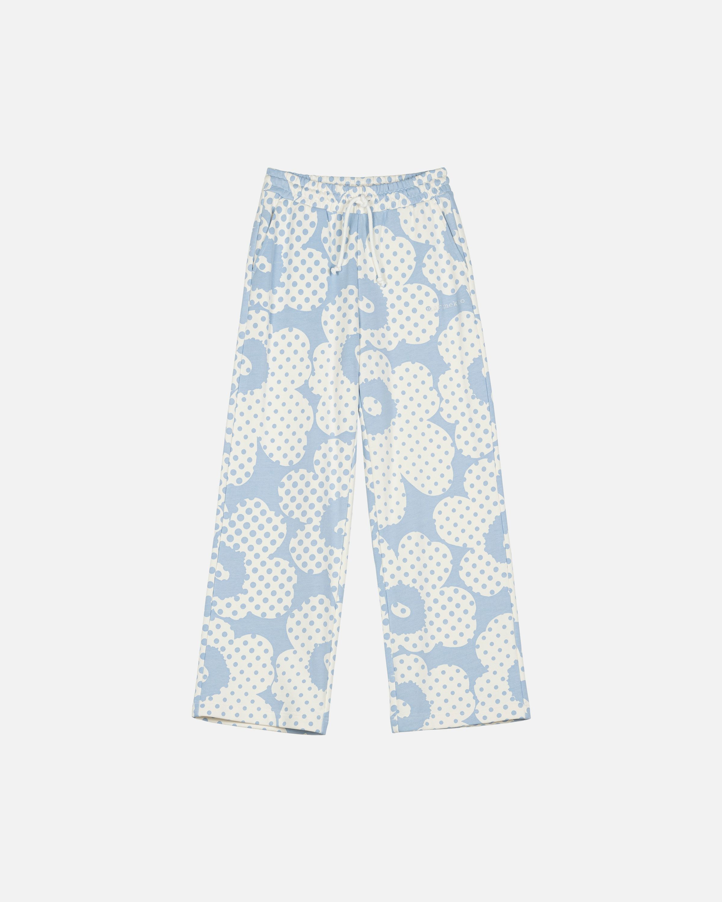 【タグ付き新品未使用】お値下げしました♪marimekko パンツLサイズ Varret Unikko Kioski sweatpants light blue, off white | Marimekko