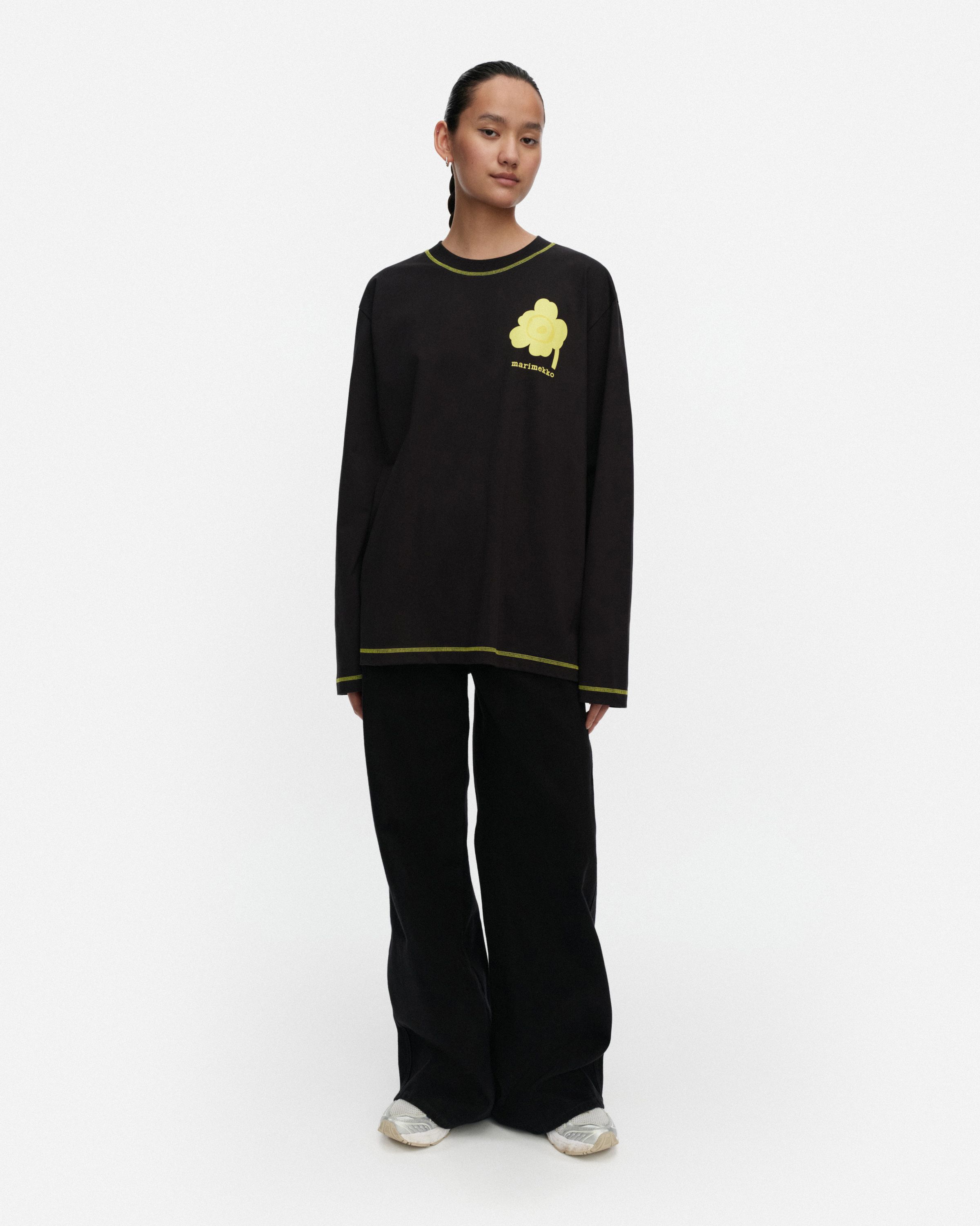 Bekka Unikko Placement Kioski jersey shirt black, yellow | Marimekko