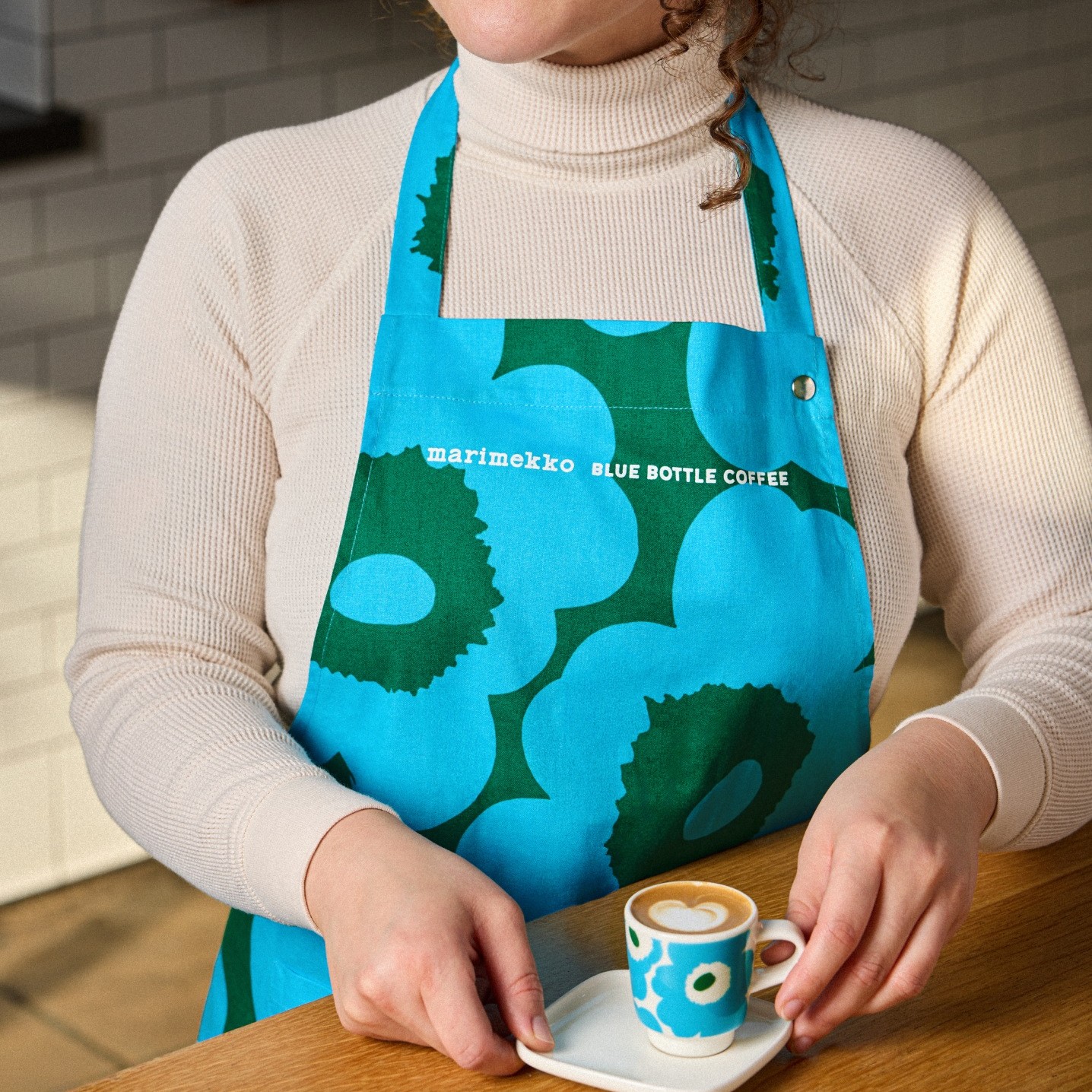 Marimekko x Blue Bottle Café apron and espresso mug.