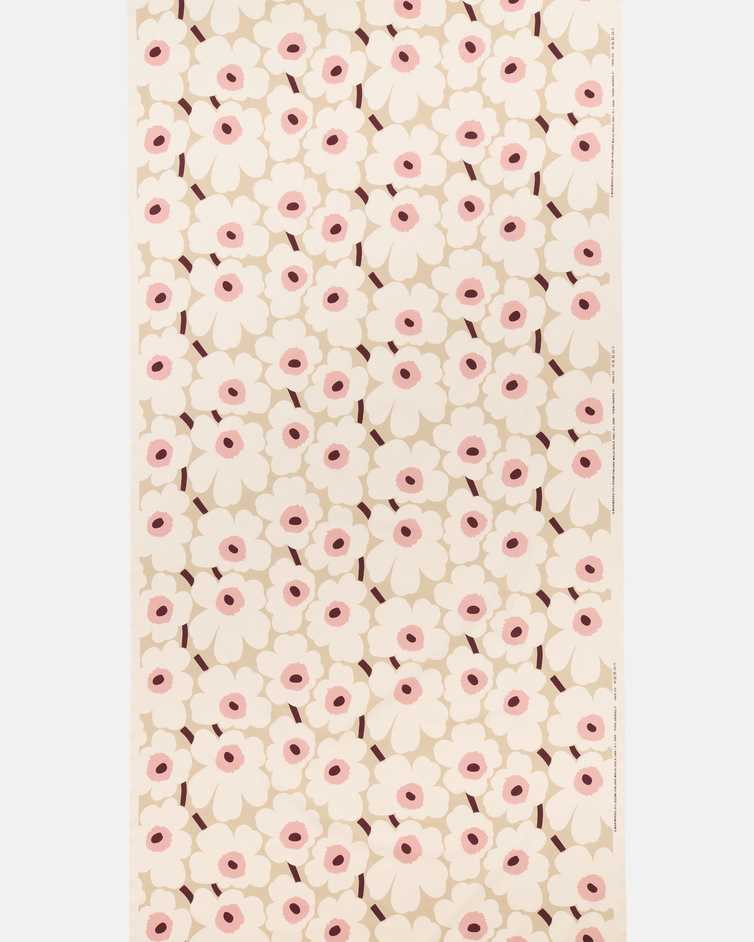 Pieni Unikko cotton fabric beige, cotton, rosa | Marimekko