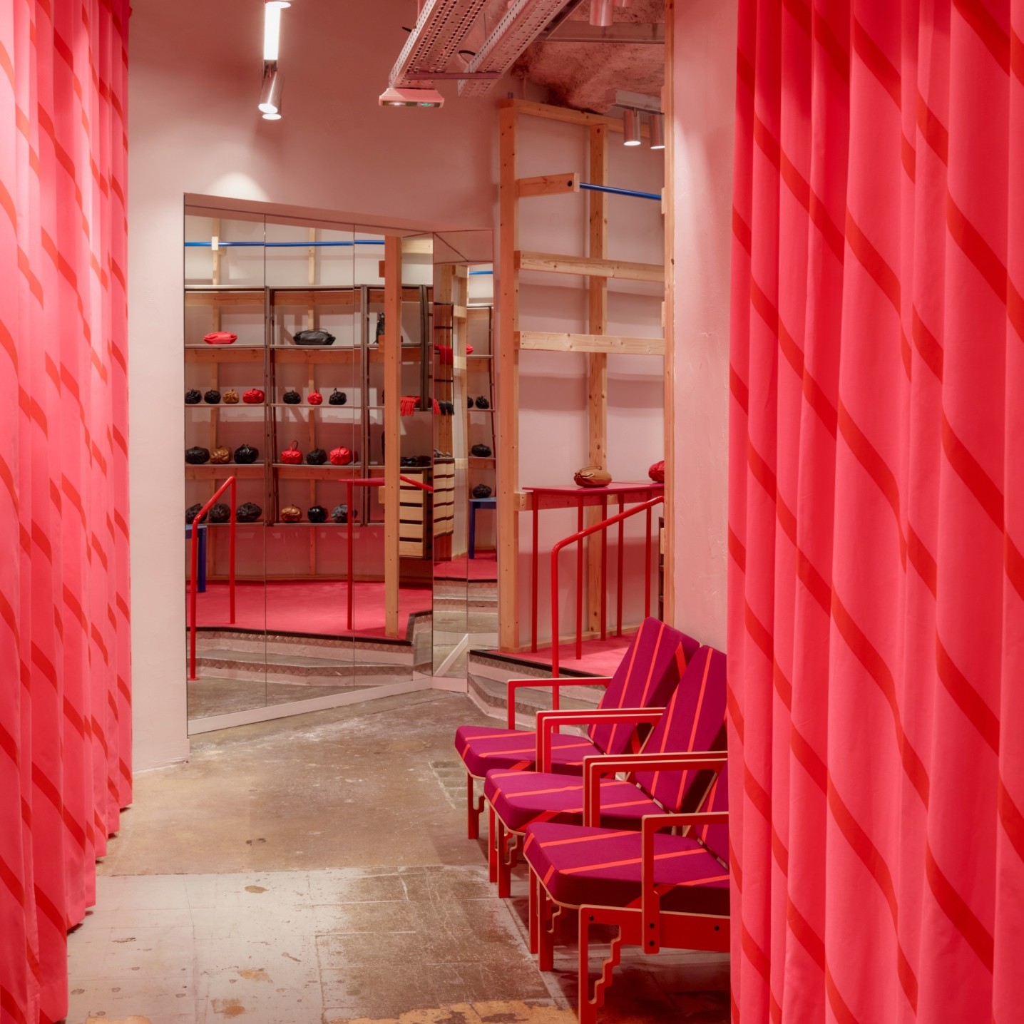 Curtains in Basso print in Marimekko Paris store.