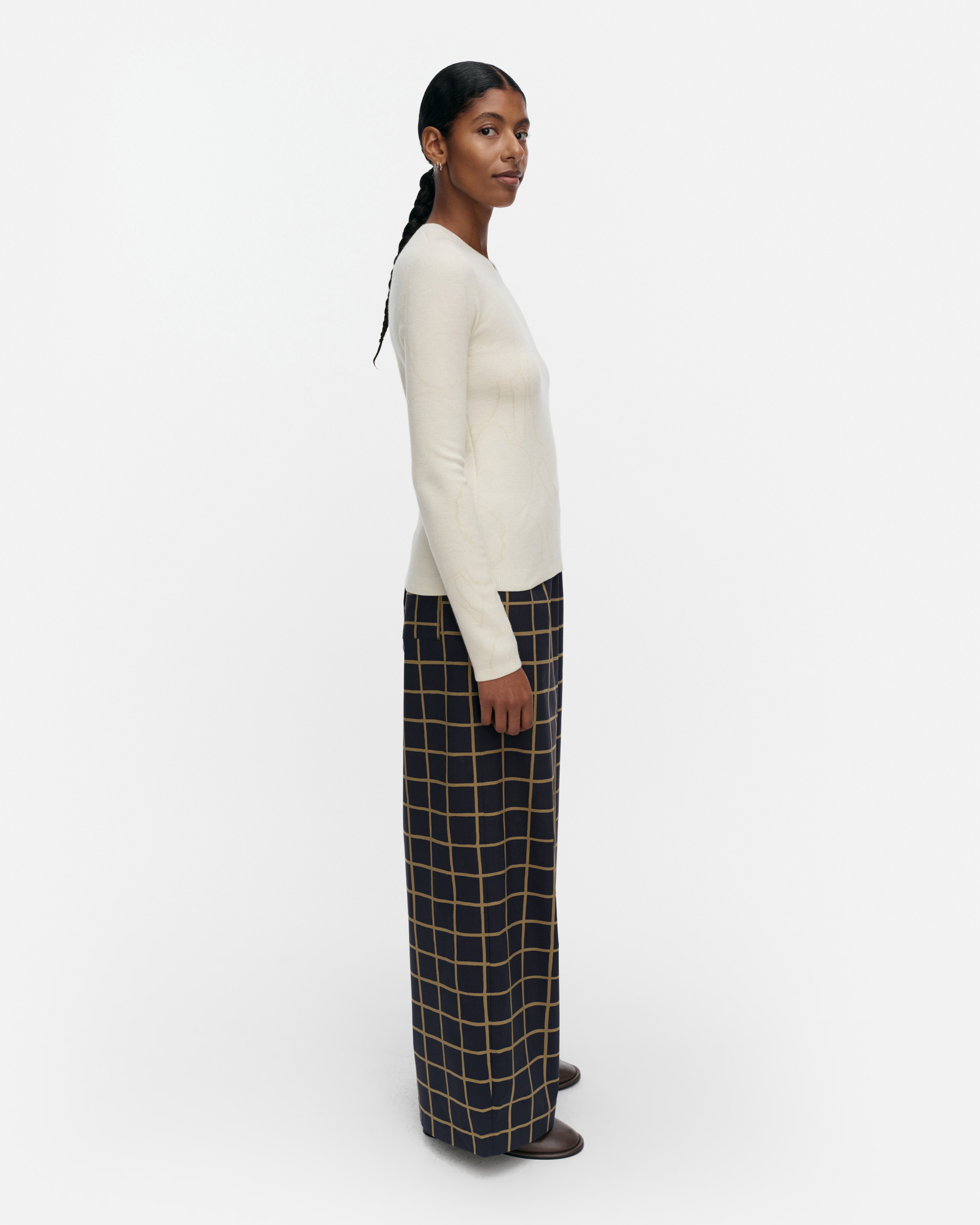 Ukkonen Iso Ruutu, Trousers, dark blue, olive green,