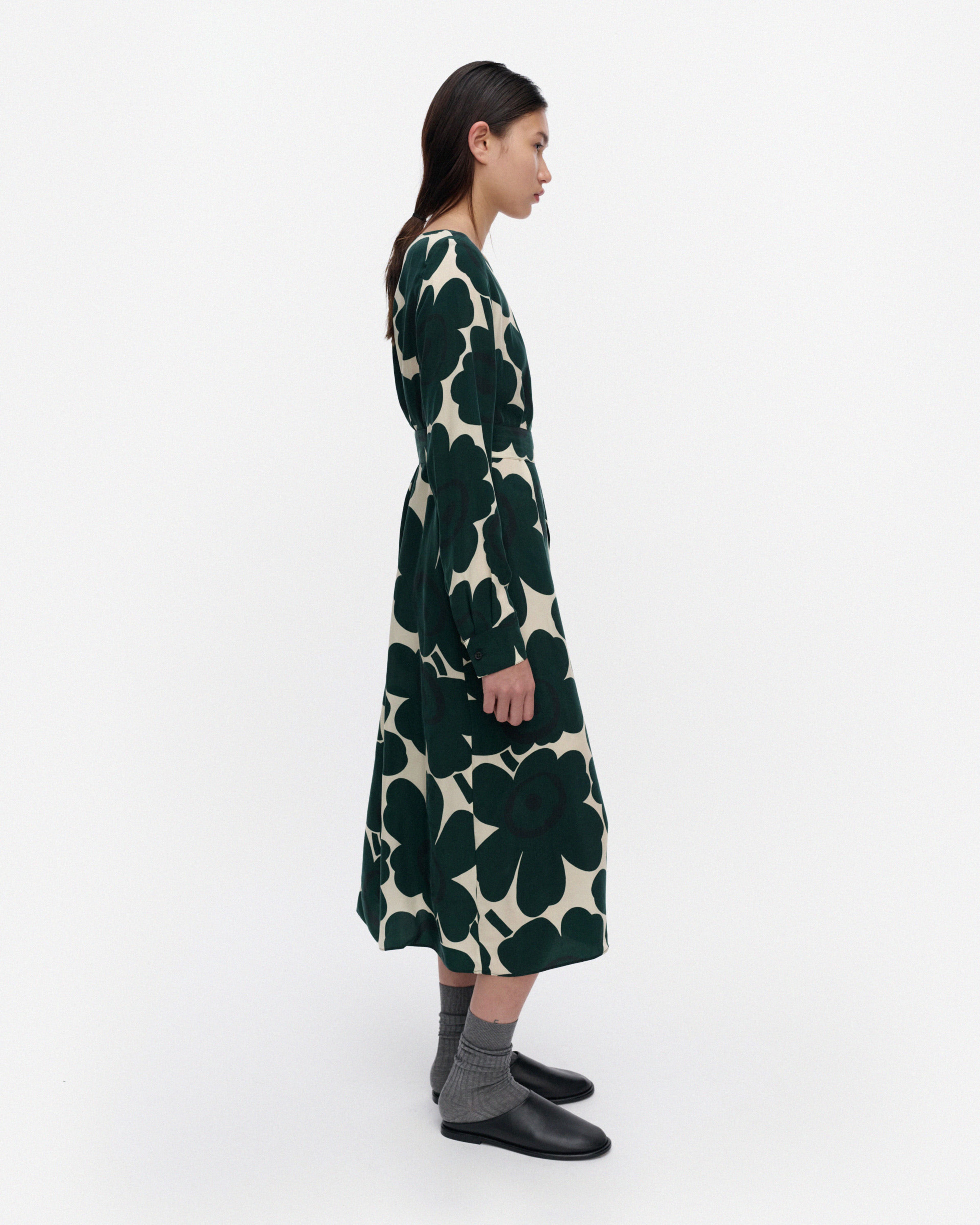 Satunnainen Unikko, Dress, dark green, light yellow,