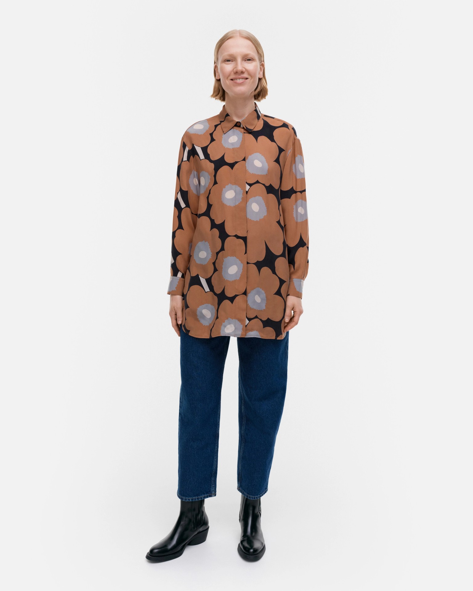 Sivuta Unikko, Cupro shirt, brown, black, grey,