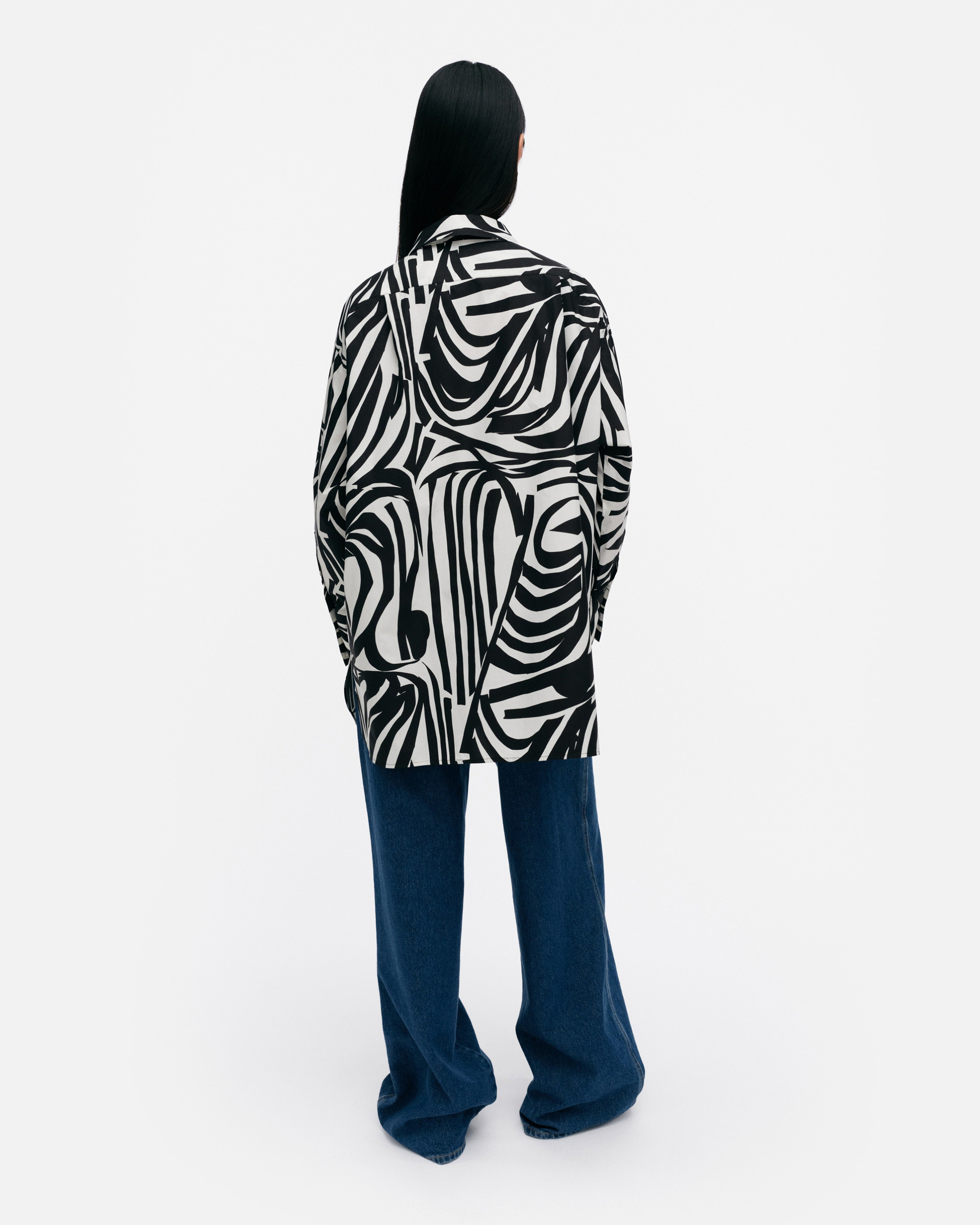 Nila Jokuraita, Baumwollhemd, Cremeweiß, Schwarz,