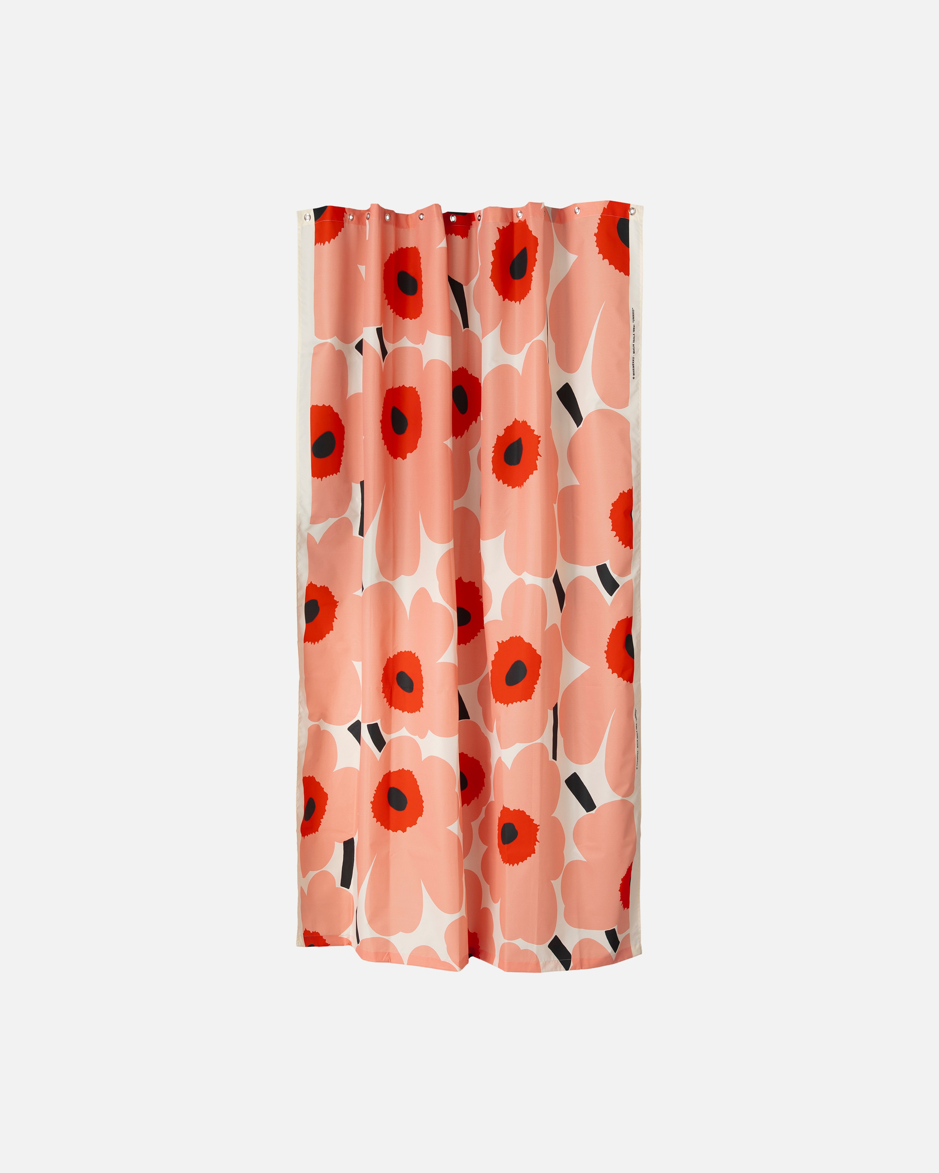 Unikko, Shower curtain 180x200 cm, offwhite,coral,or.red,charcoal,