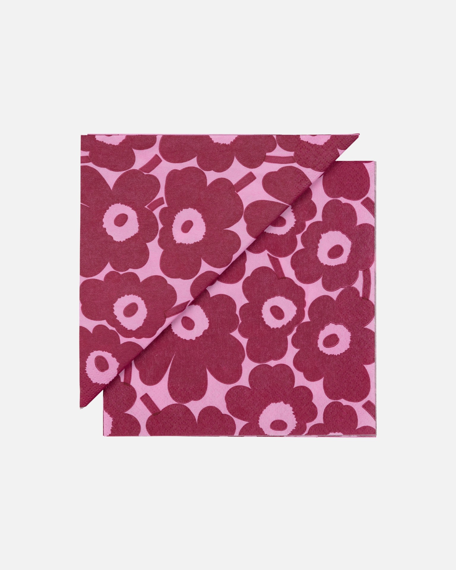 Mini Unikko, Paper lunch napkin, pink, deep red,