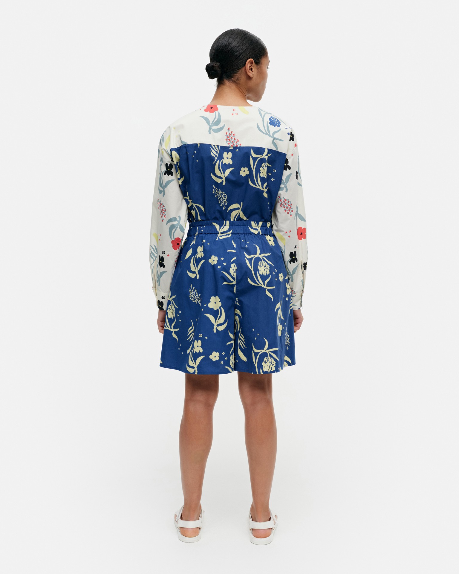 Guassi Herbaario, Cotton poplin shorts, blue, light yellow,