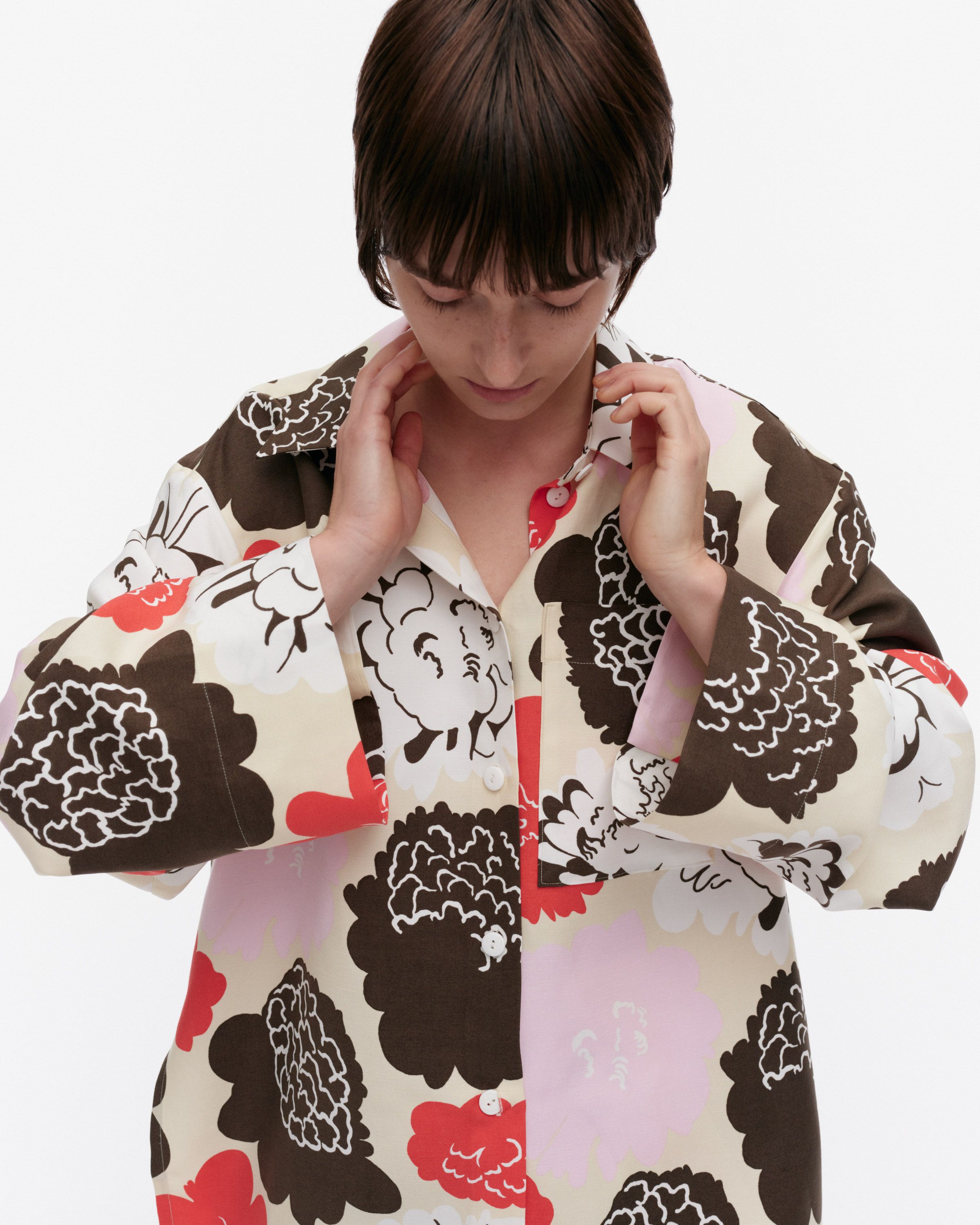 marimekko 花柄 半袖ブラウス 40 マリメッコ marimekko 花柄 半袖