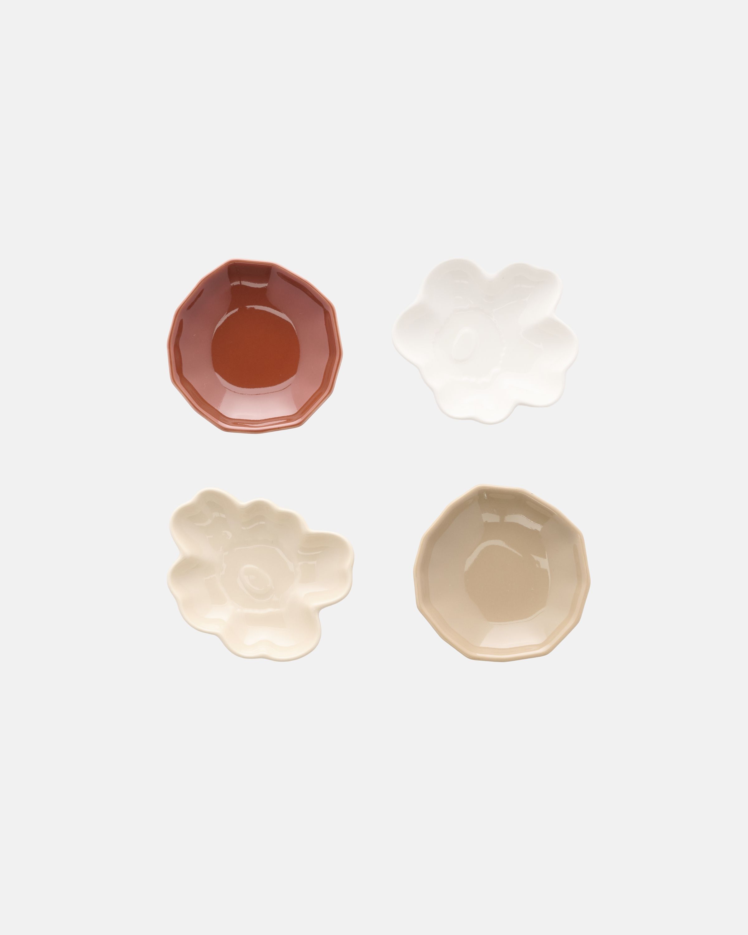 Unikko & Kivet Plate 4 pcs beige,chestnut,white,lt.brown | Marimekko