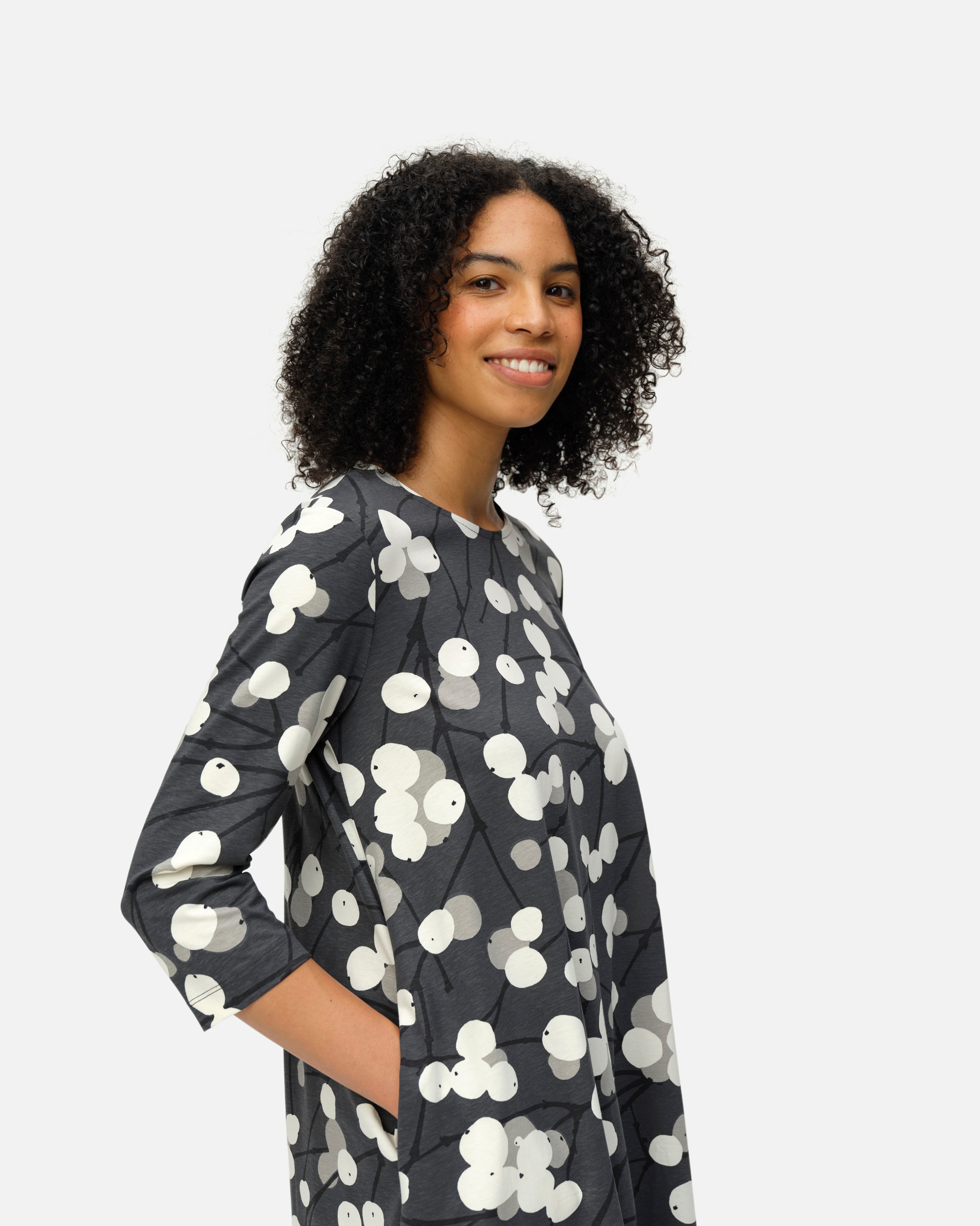 Moodi Lumimarja, Jersey dress, dark grey, grey, off white,