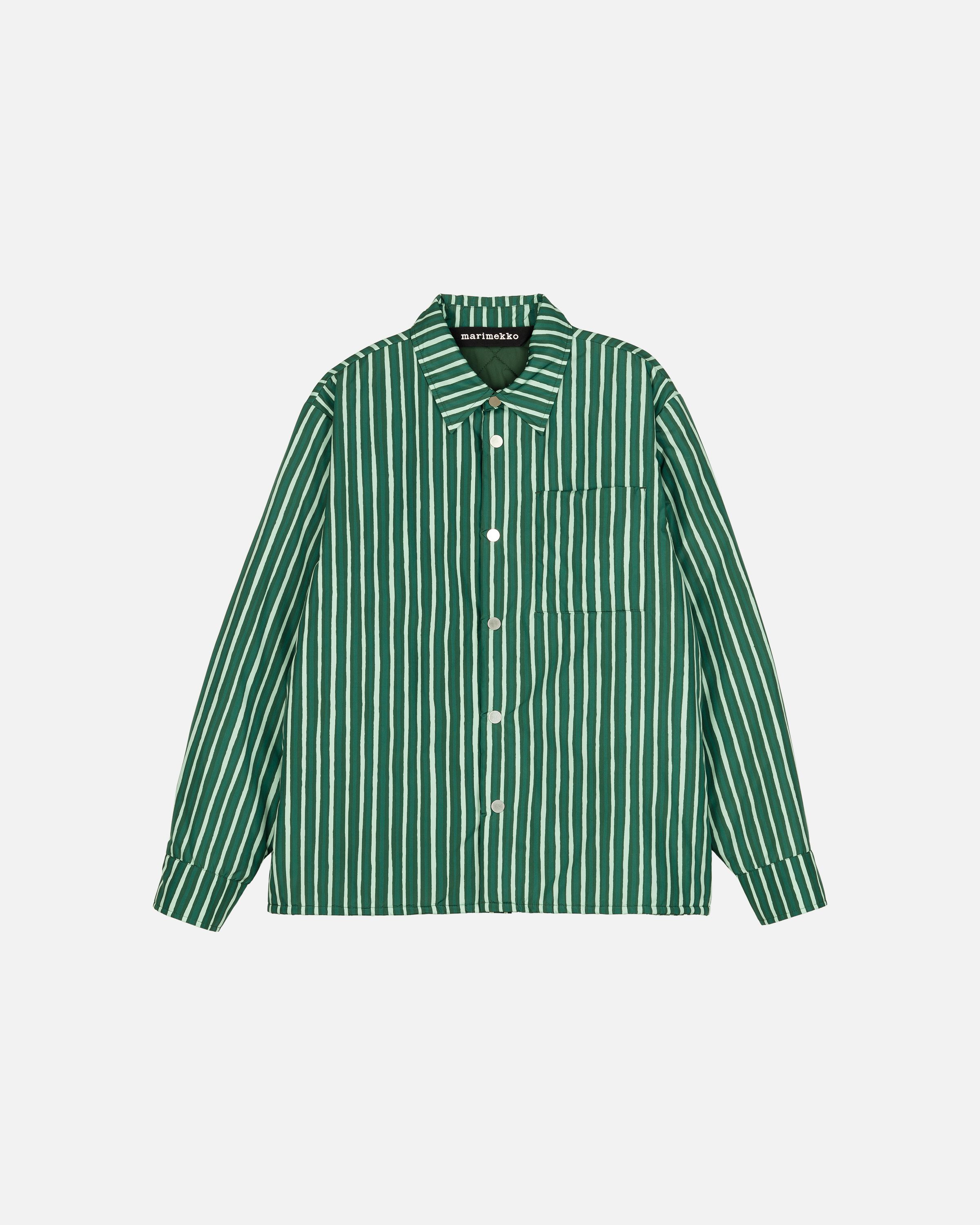 Seura Piccolo Kioski overshirt dark green, light green | Marimekko