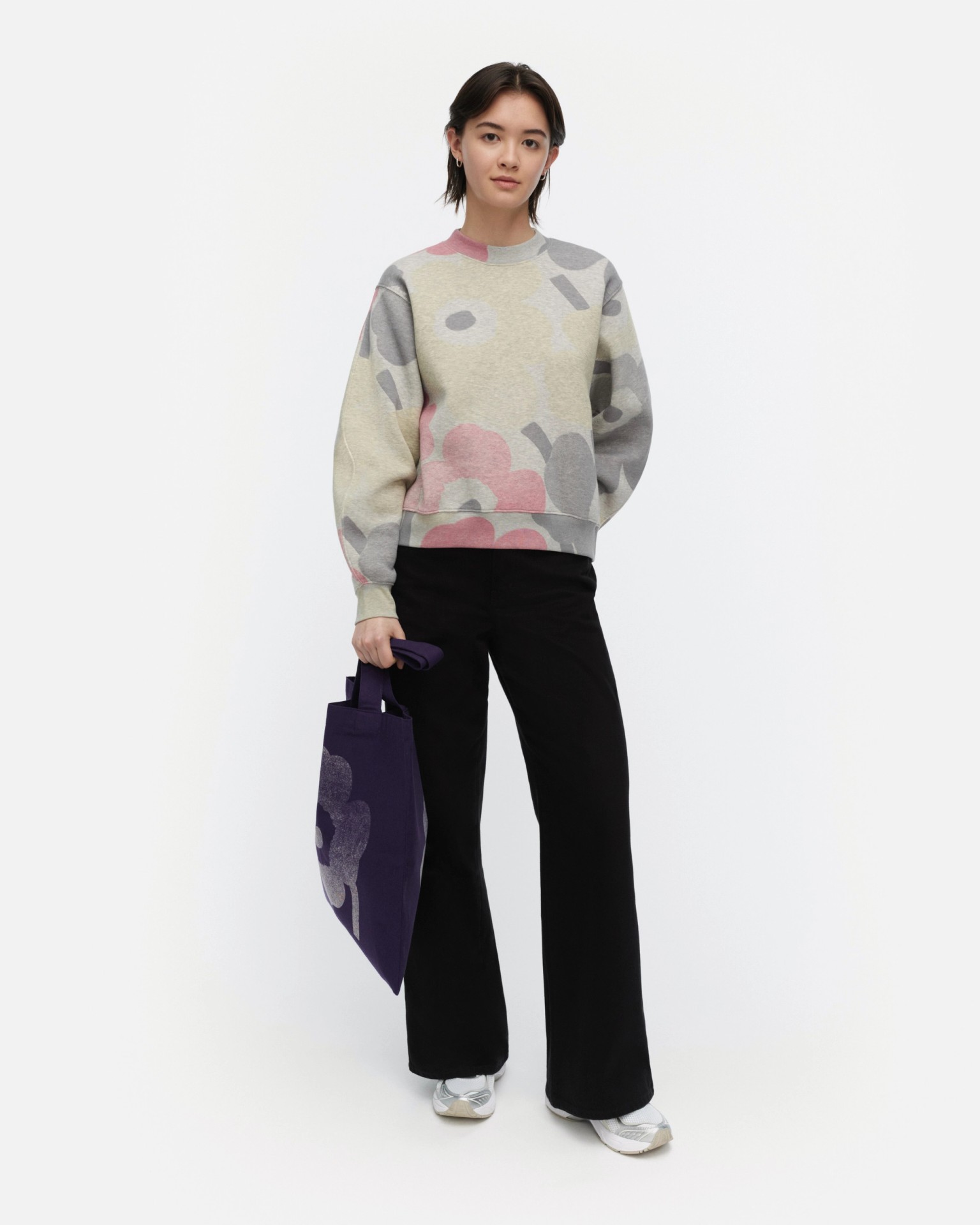 Trilce Unikko, Kioski sweatshirt, grey melange, pink, l. yellow,