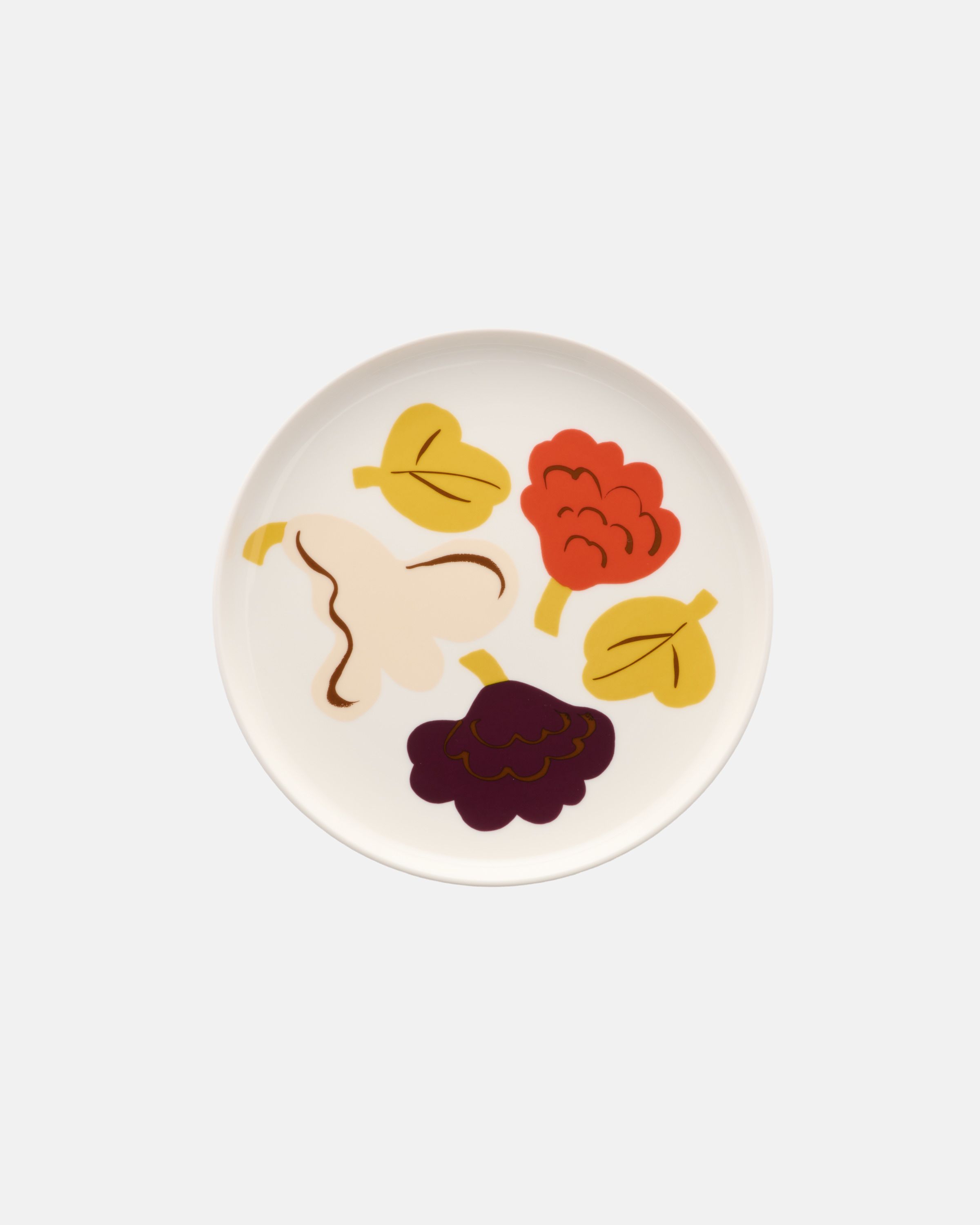 Oiva / Kukasta kukkaan Plate 20 cm white, vanilla, terrac., plum