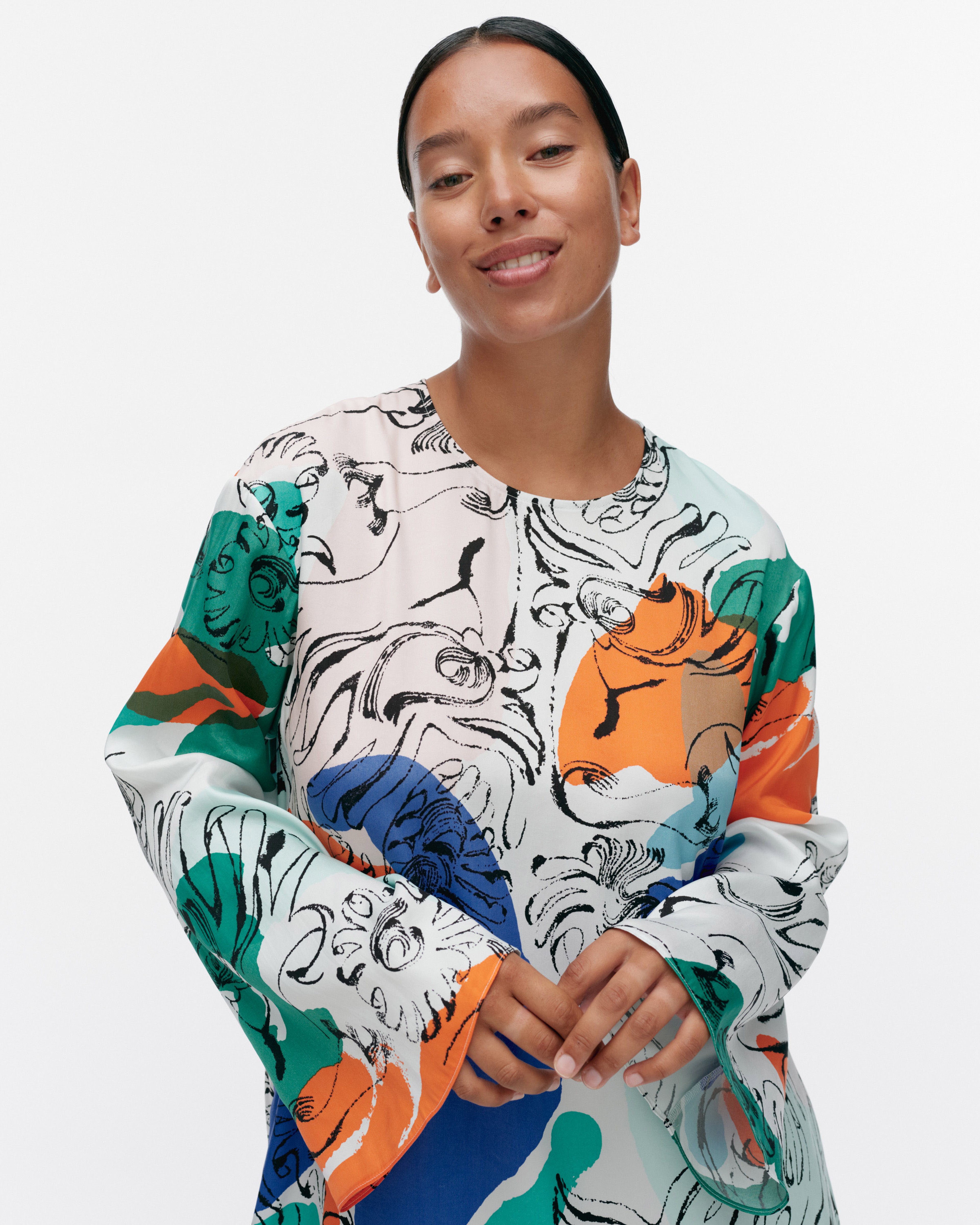 Fluidi Blombom, Dress, off white, blue, green, red,