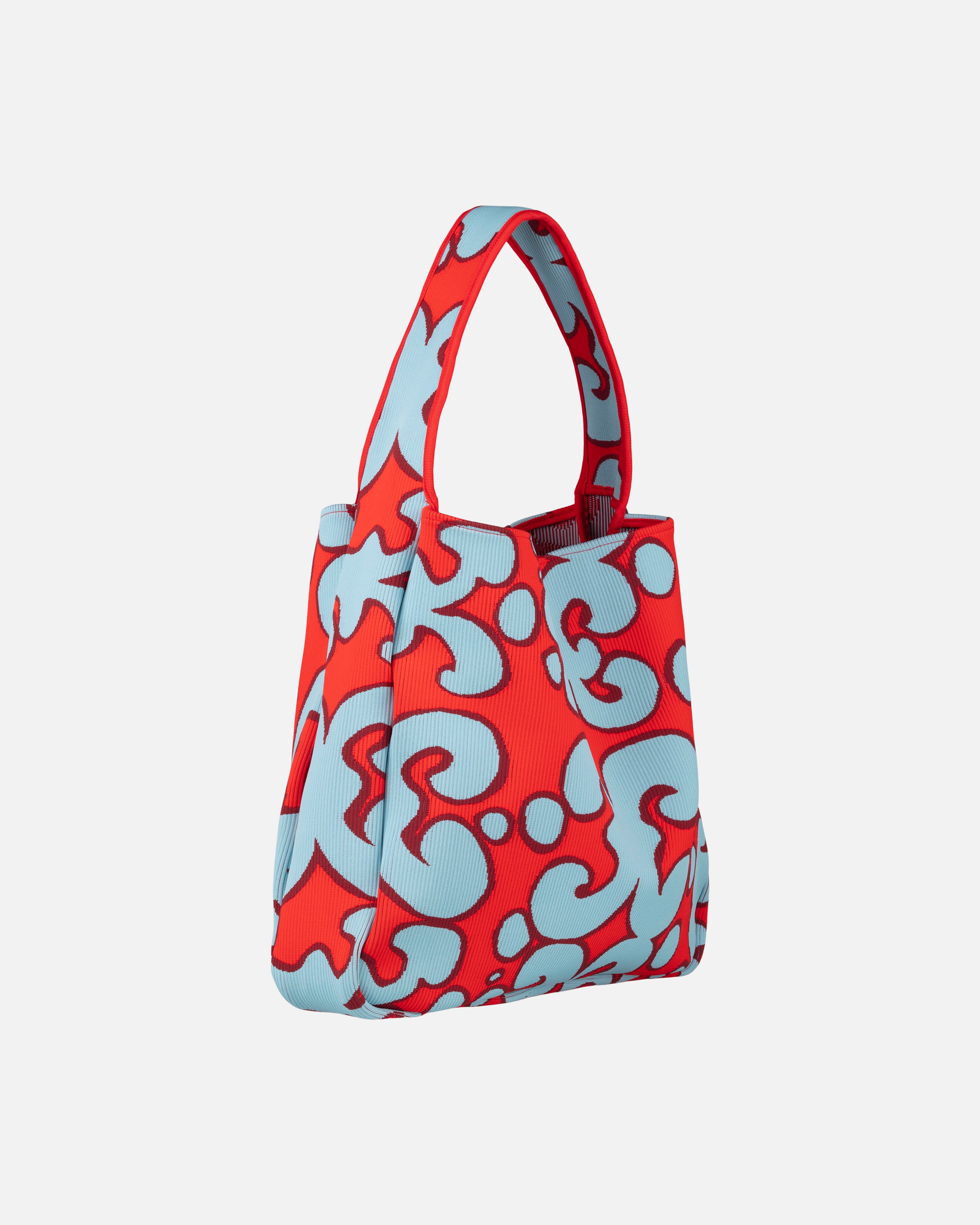 Knitted Bag Large Keidas, Sac à bandoulière, bleu clair, rouge,