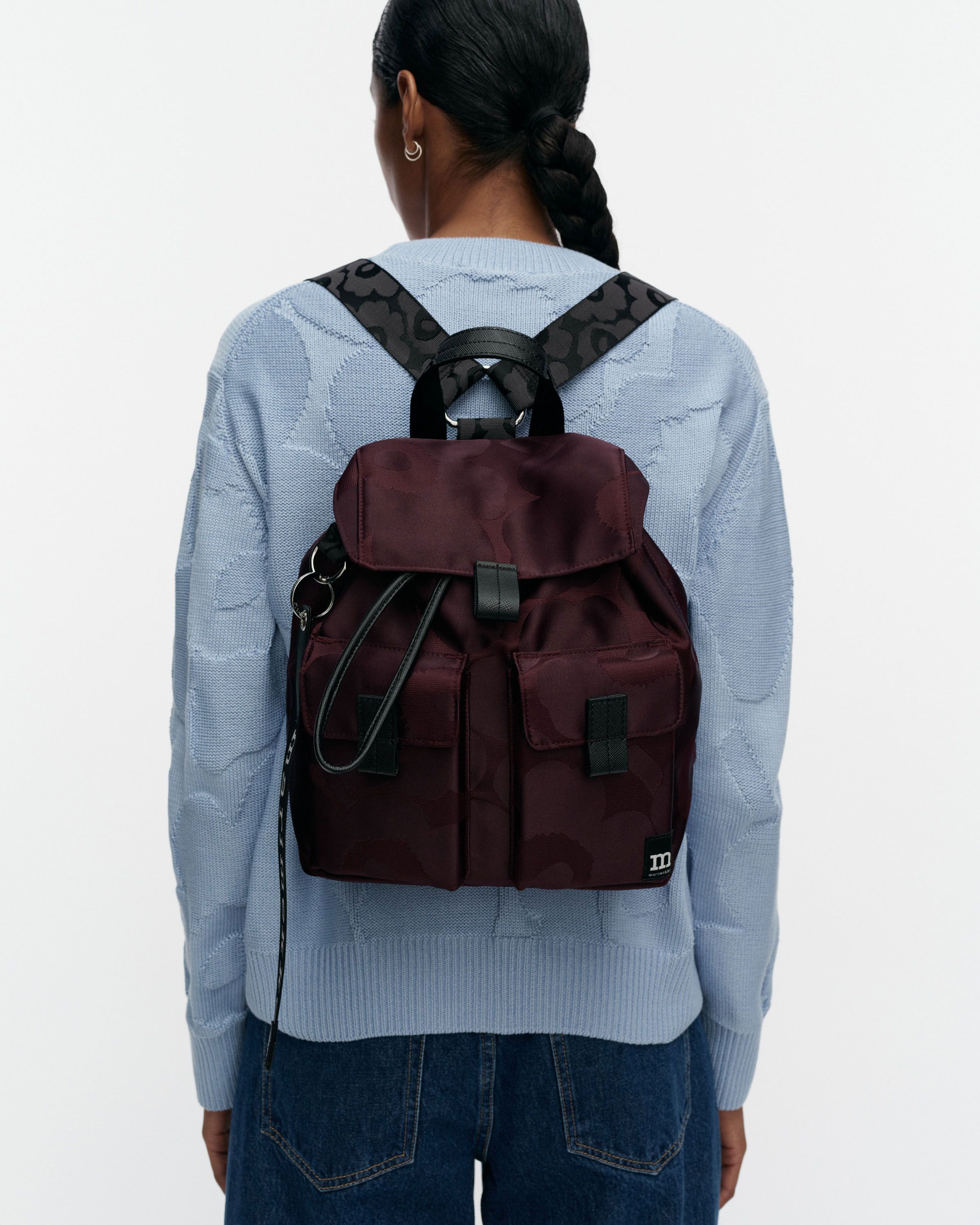 Everything Backpack M Unikko Bag wine red, dark wine | Marimekko