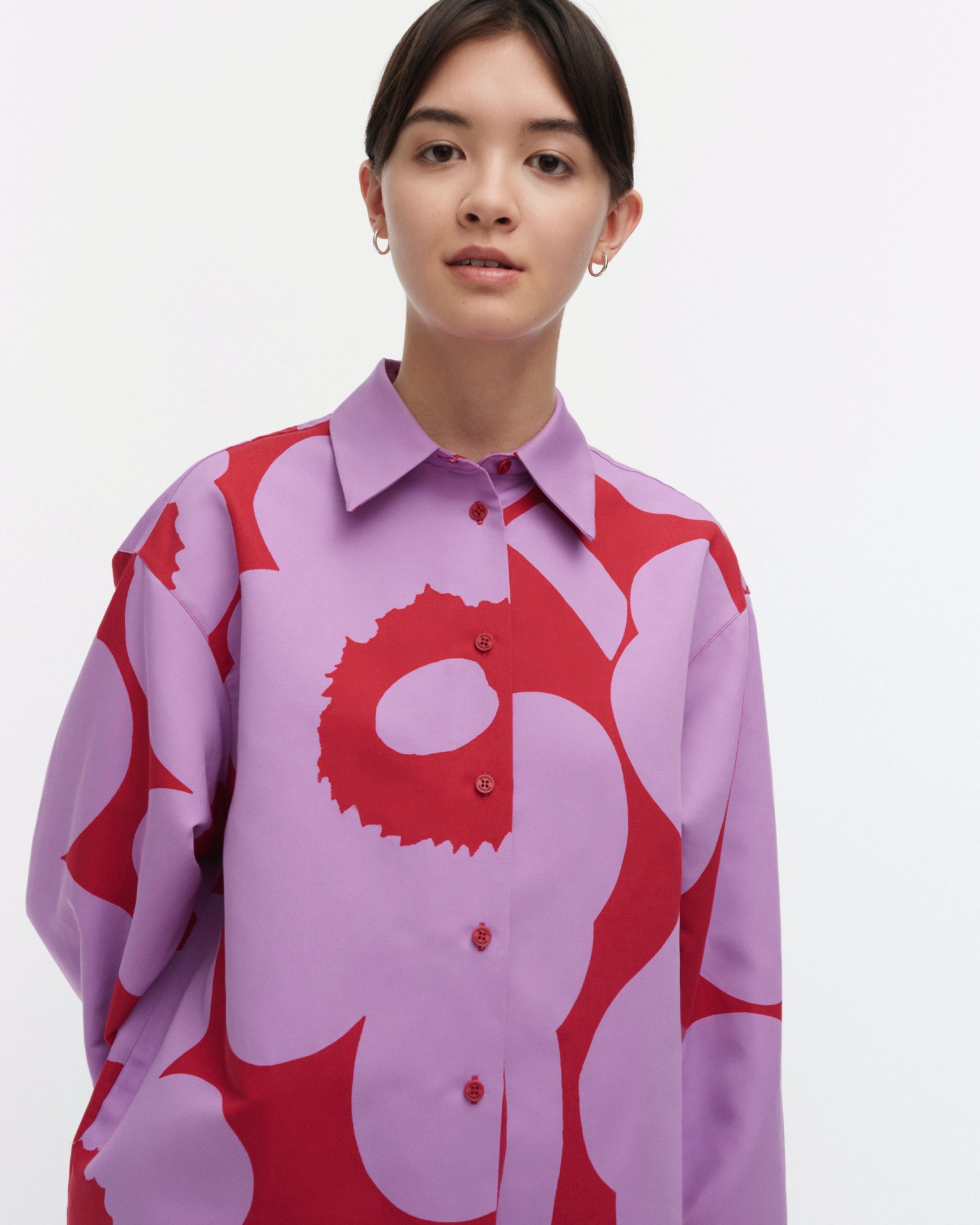 Heitto Unikko, Cotton linen shirt, purple, red,