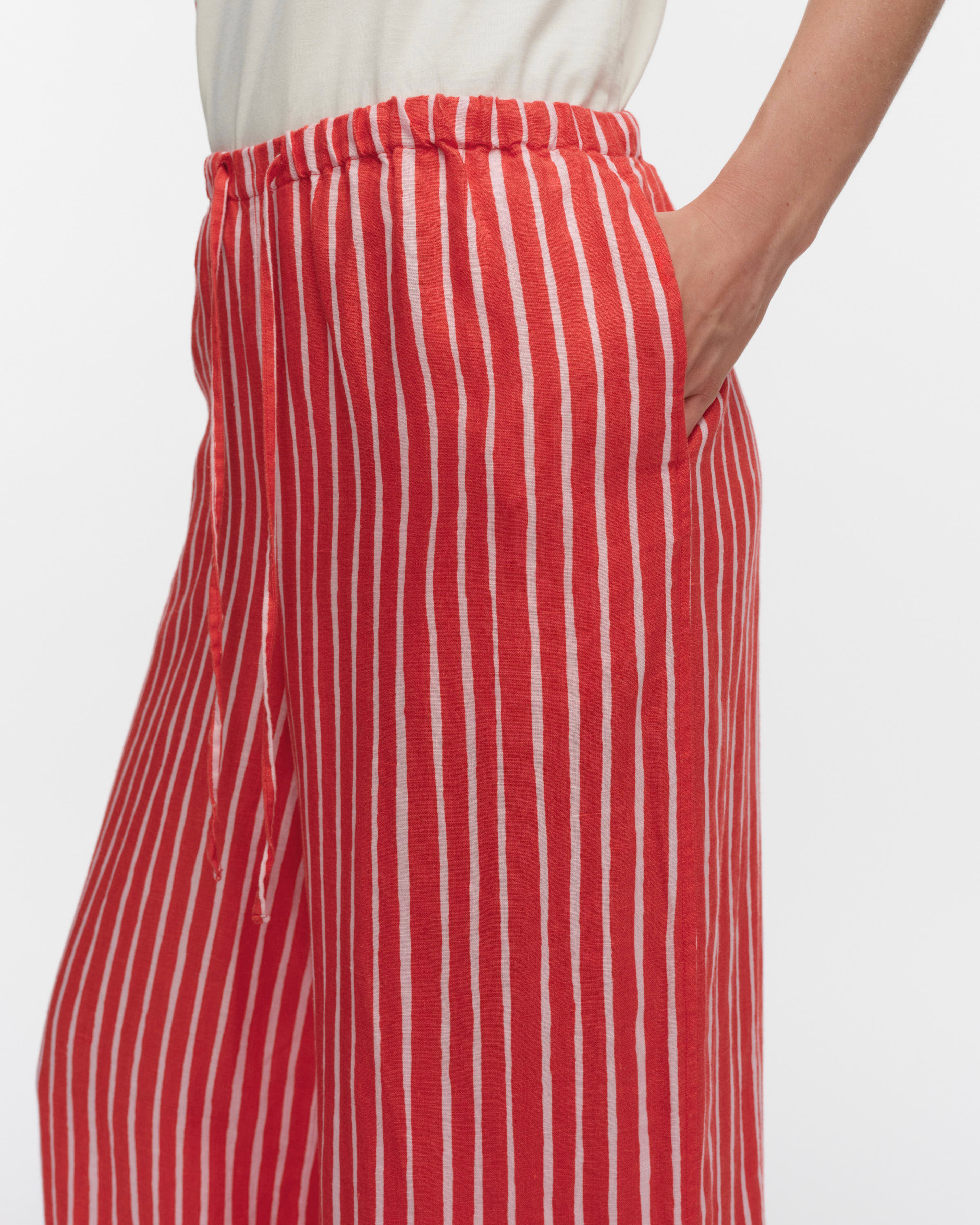 Laji Piccolo, Linen trousers, red, light pink,
