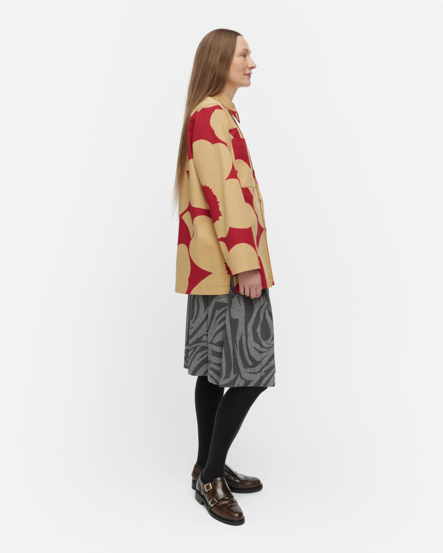 Maaria Unikko, Cotton shirt, light brown, red,