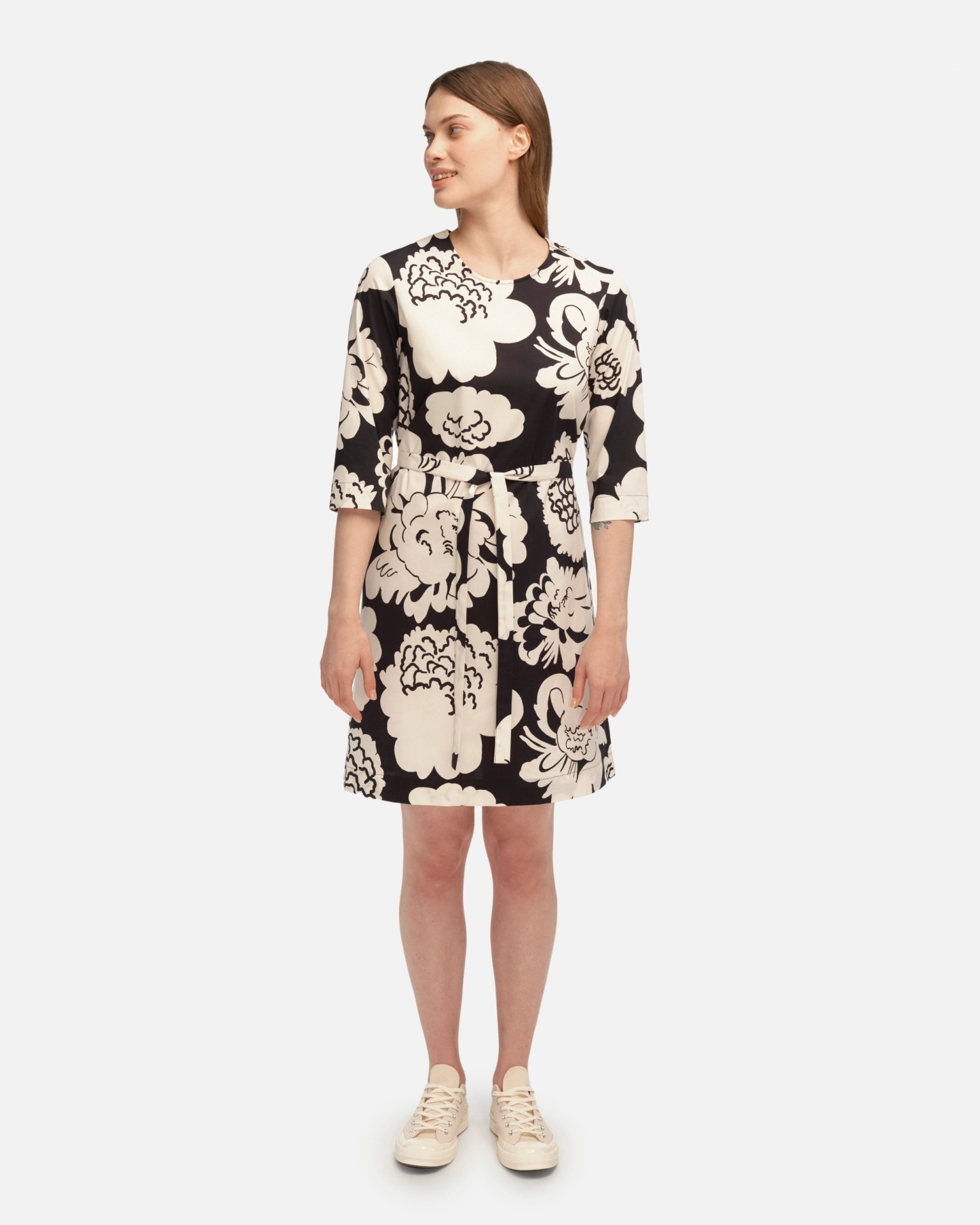 Migos Pieni Pioni, Cotton poplin dress, black, off-white,