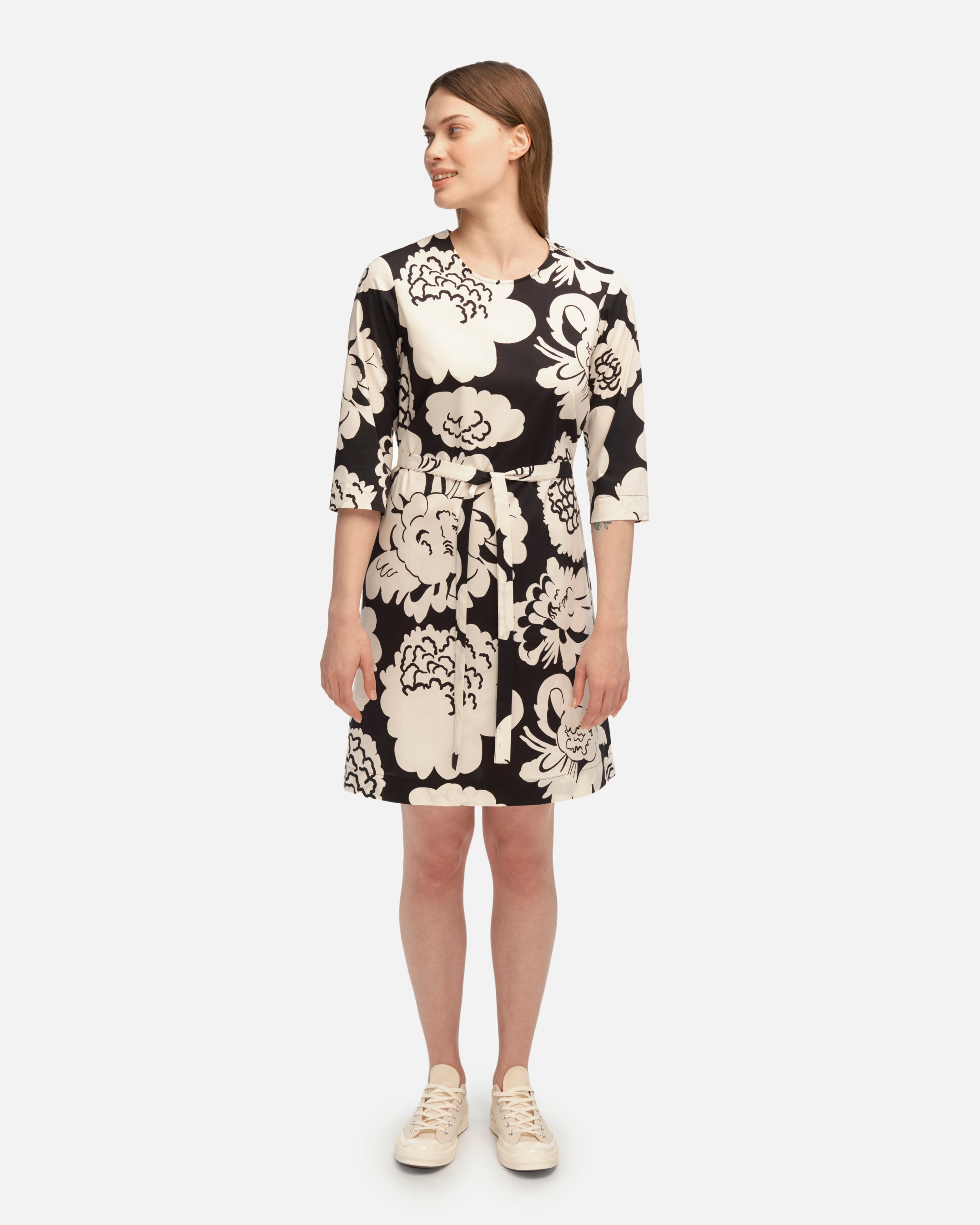 Migos Pieni Pioni, Cotton poplin dress, black, off-white,