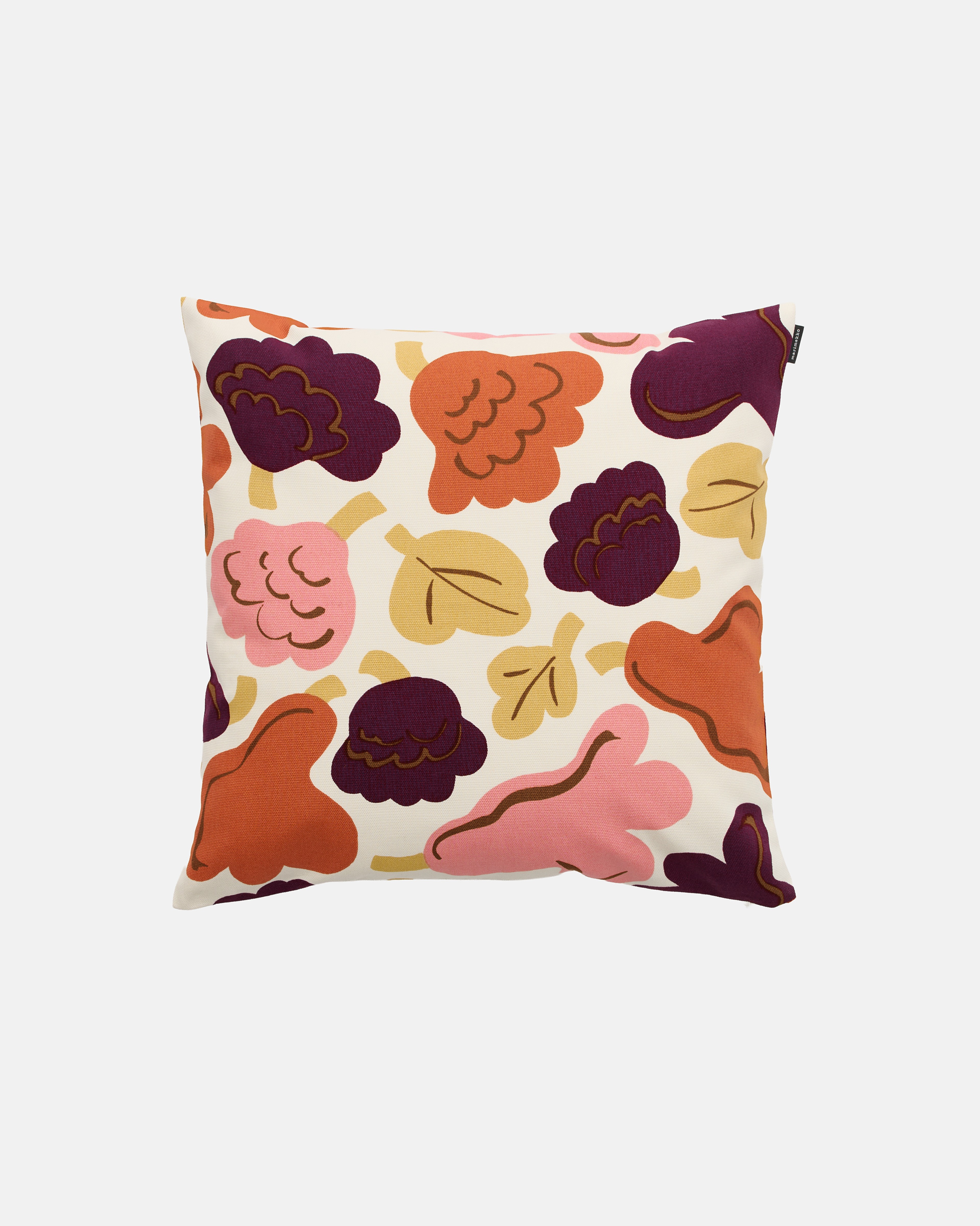 Pieni Kukasta kukkaan, Cushion cover 50x50 cm, off white,plum,pink,terracotta,