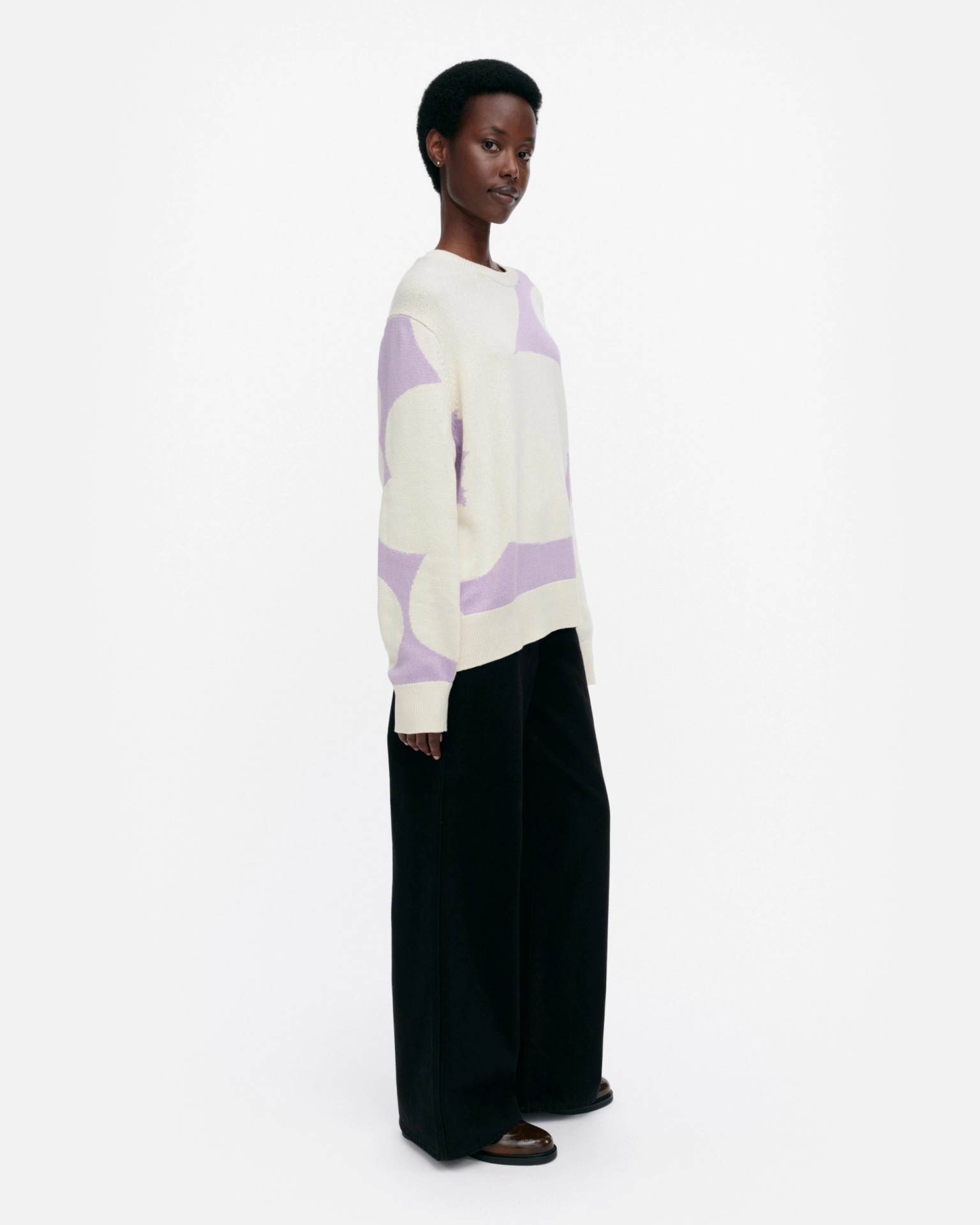 Sesonki Unikko, Pull-over en maille, lilas, blanc cassé,