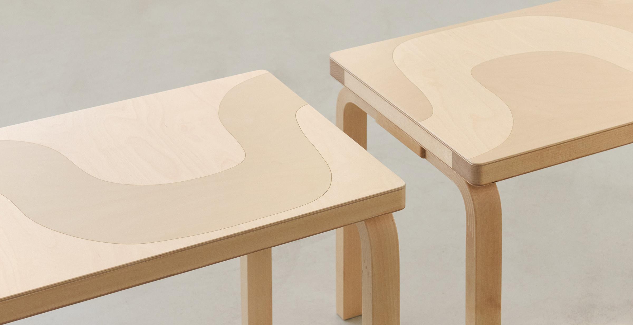 Benches with Seireeni print from the Artek x Marimekko collaboration.