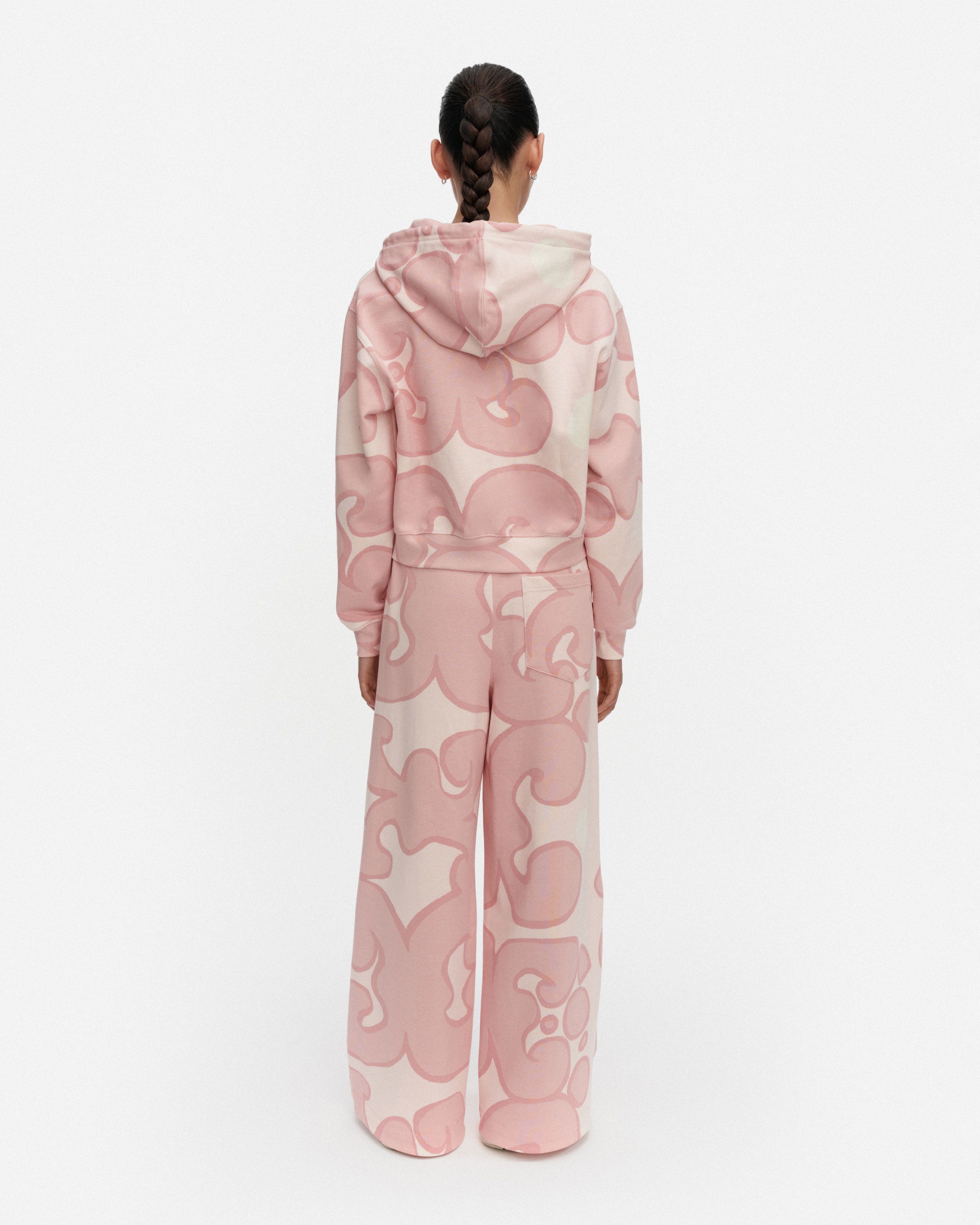 Joggi Keidas Kioski hoodie light pink, off white | Marimekko