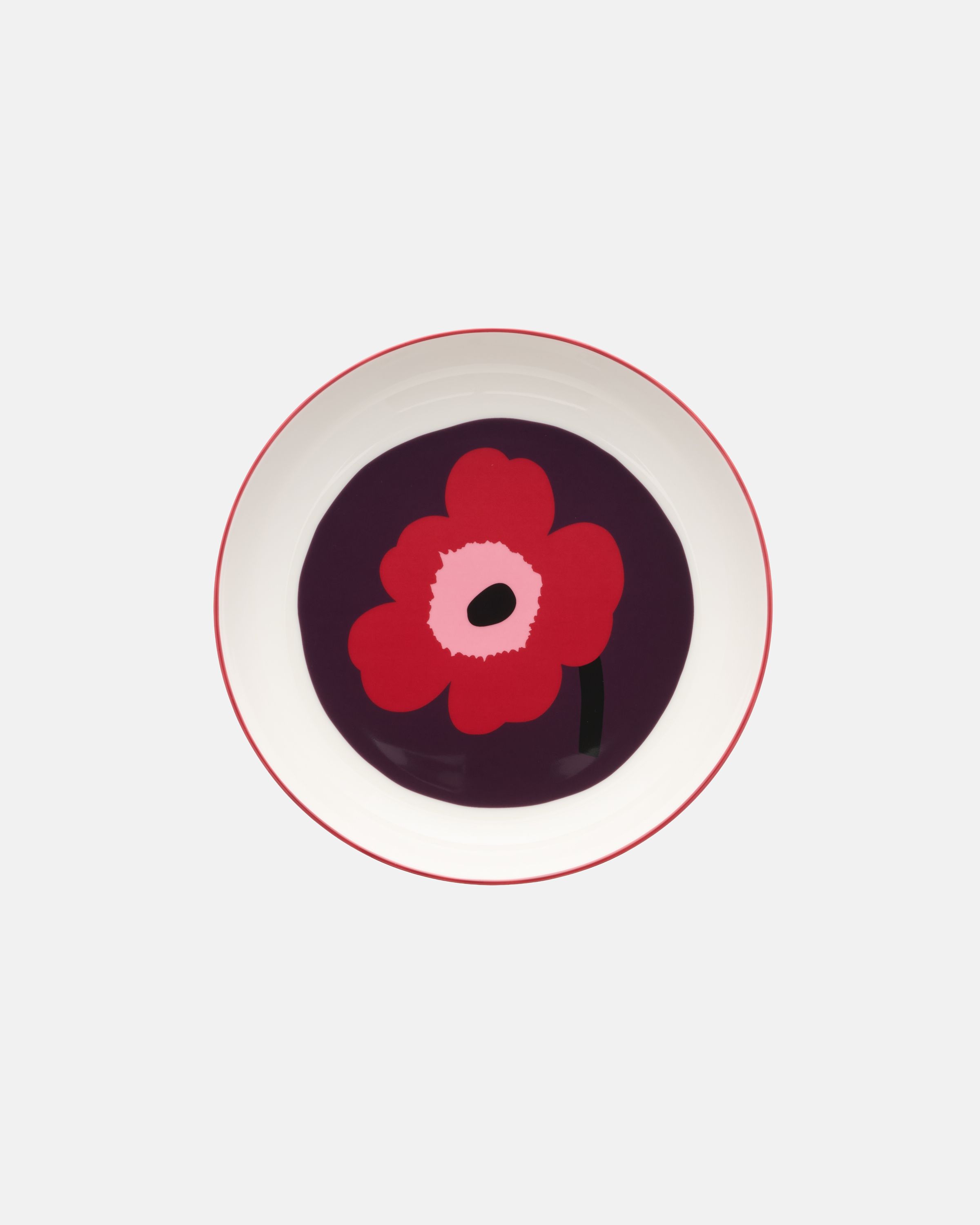 Oiva / Unikko Bowl white, plum, cranberry, pink | Marimekko