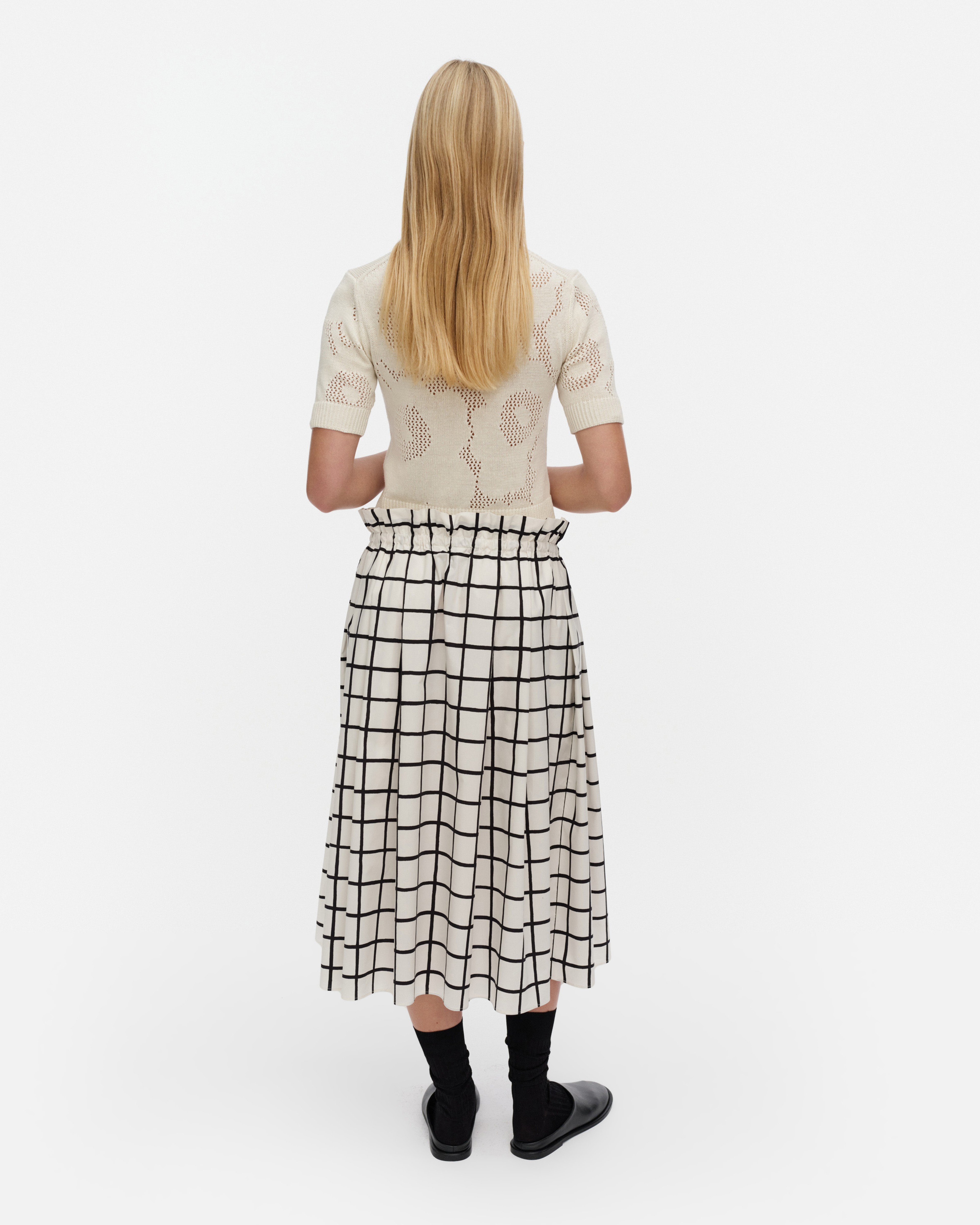 Kirjoitus Iso Ruutu, Skirt, off white, black,