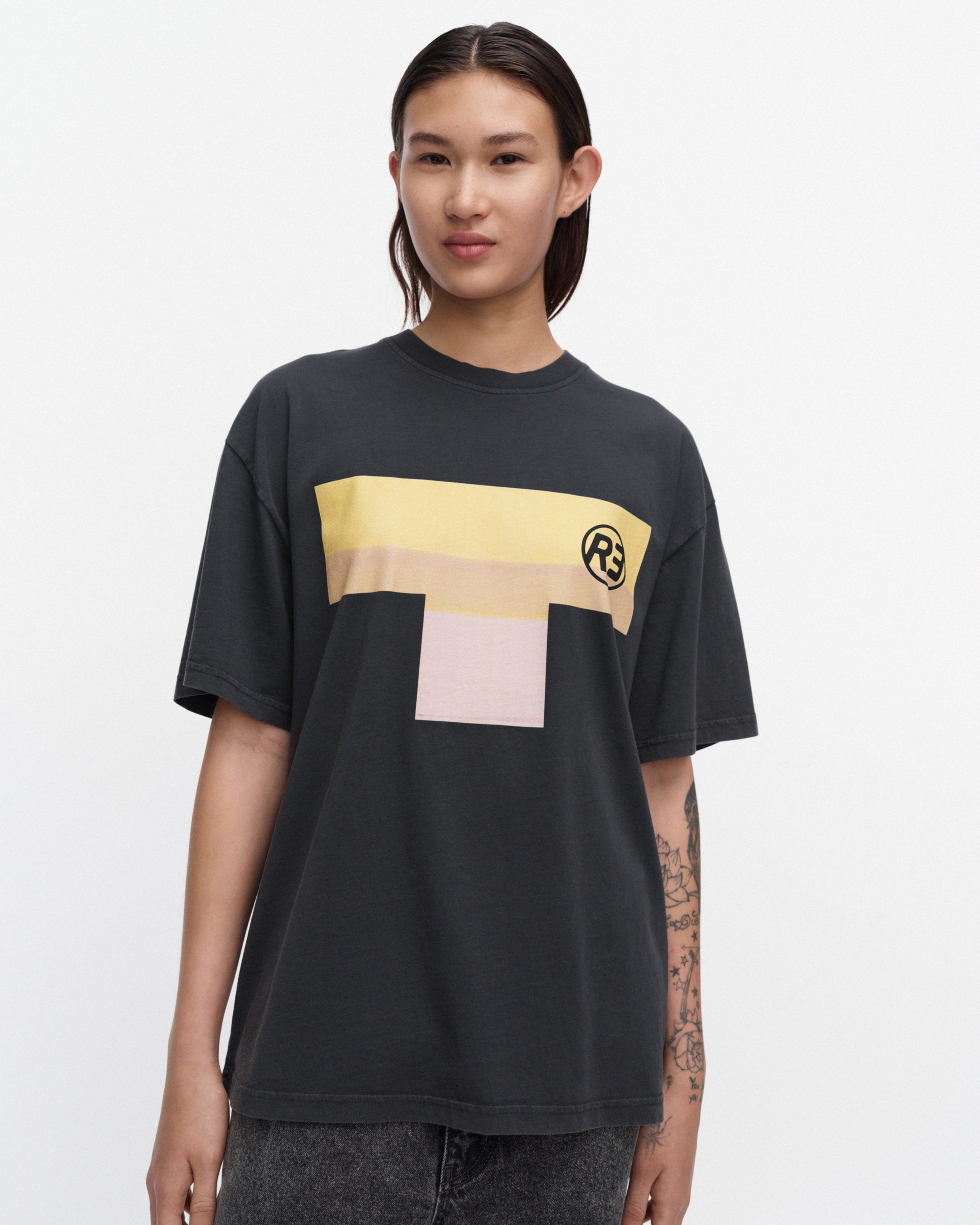 Hohde Daily Variations, T-Shirt, dunkelgrau, gelb, rot,