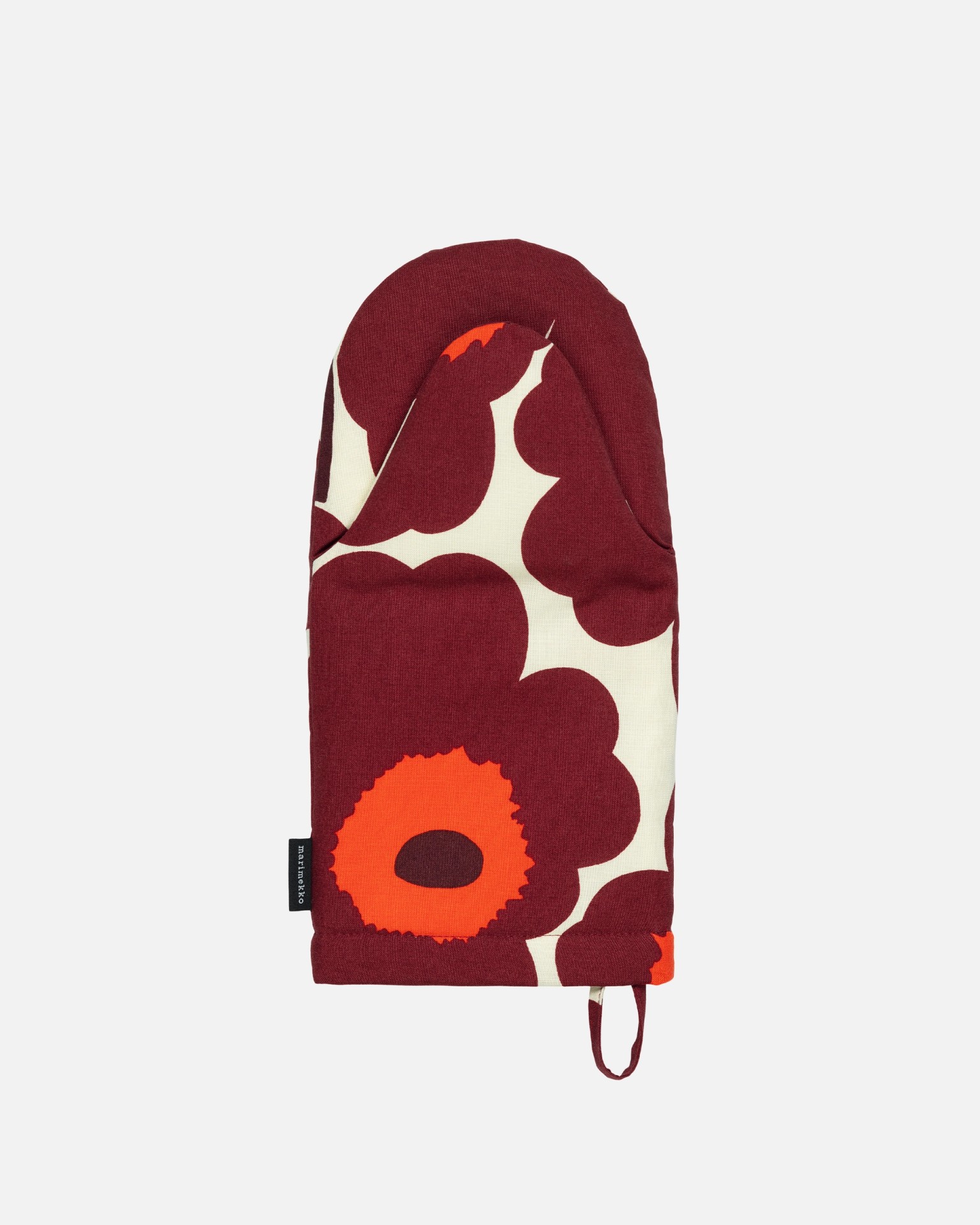 Pieni Unikko, Oven mitt, vanilla, wine red, red,