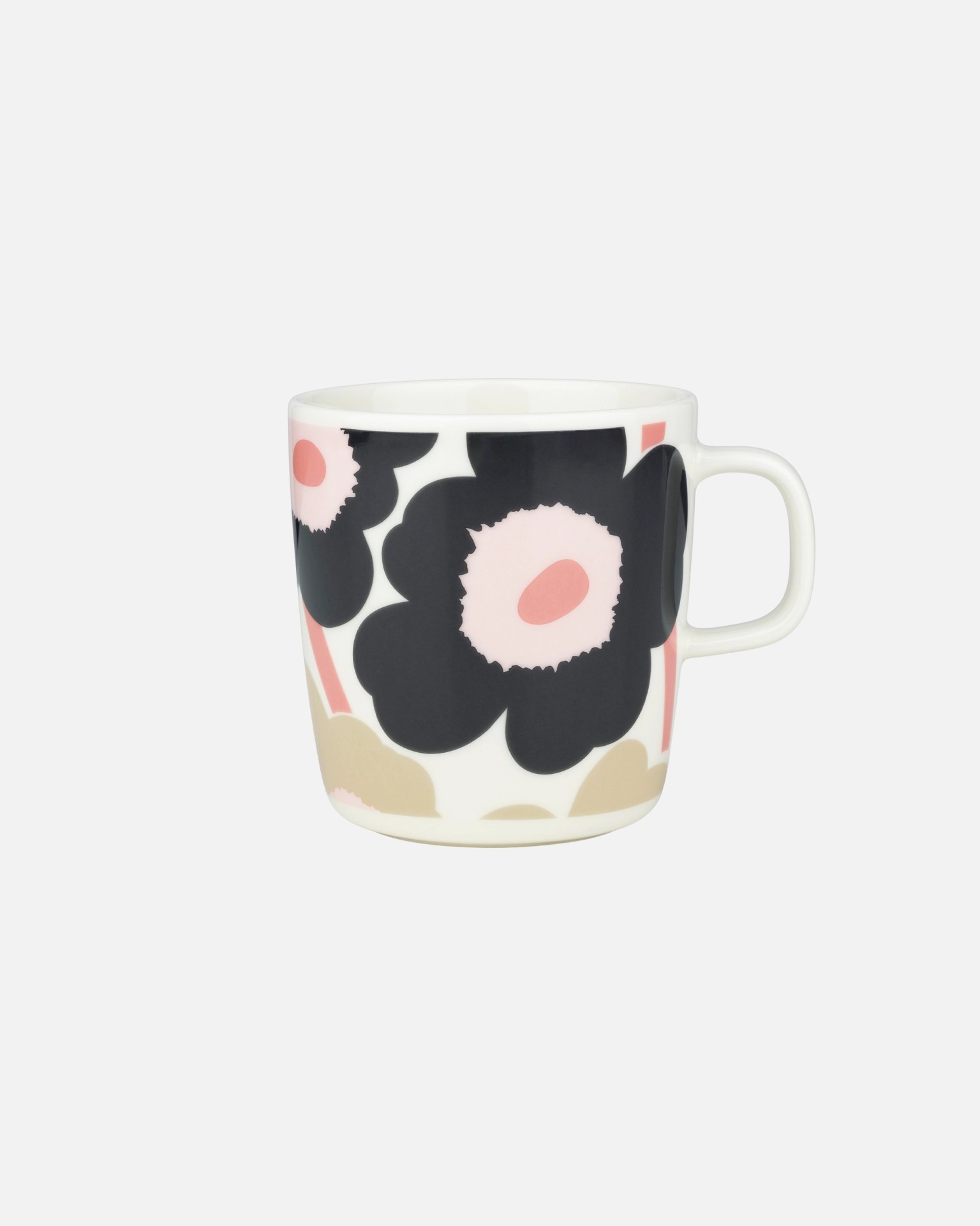 Oiva / Unikko, Mug, off white,charcoal,sand,pink,