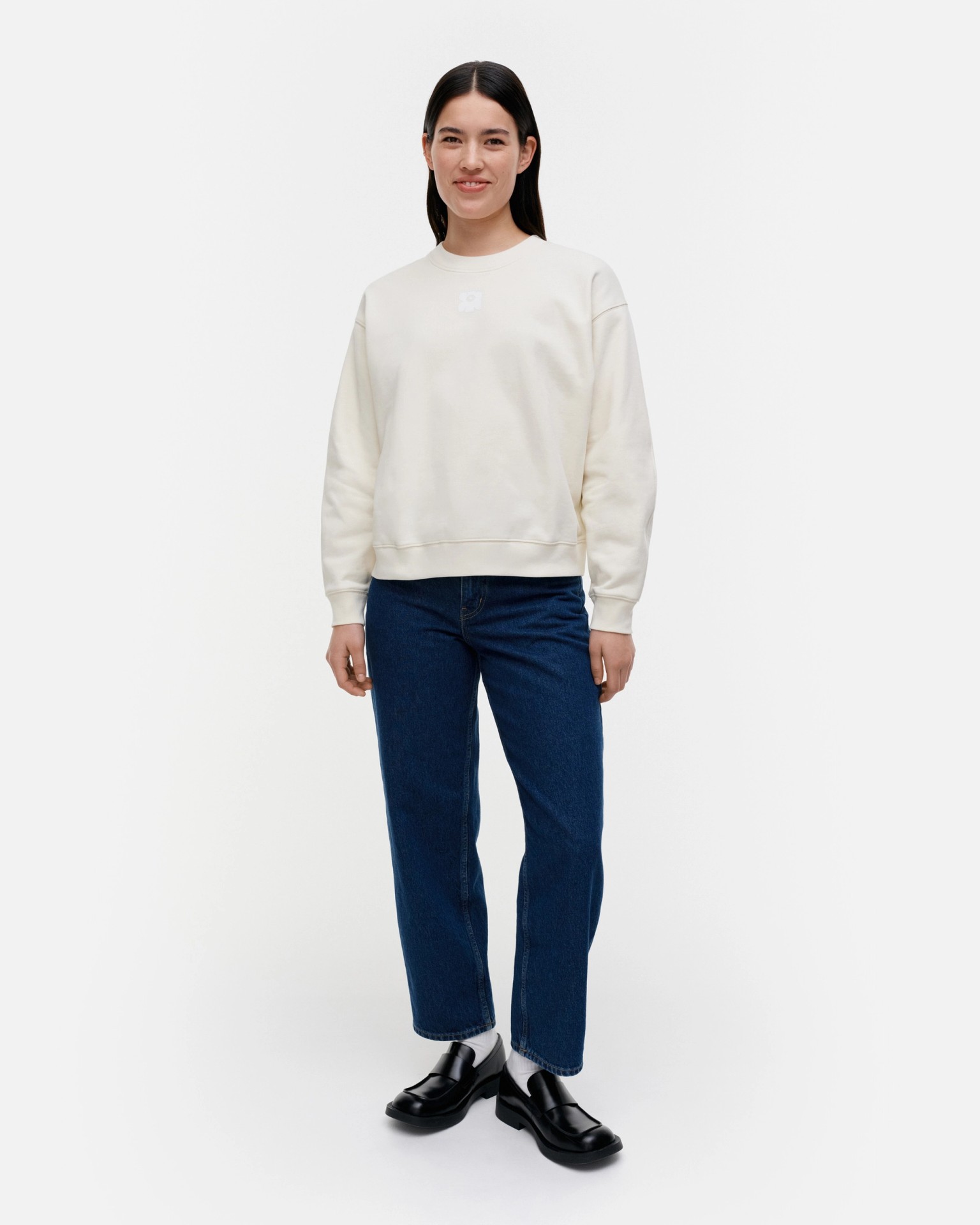 Ovaali Unikko Placement, Kioski sweatshirt, off white, white,
