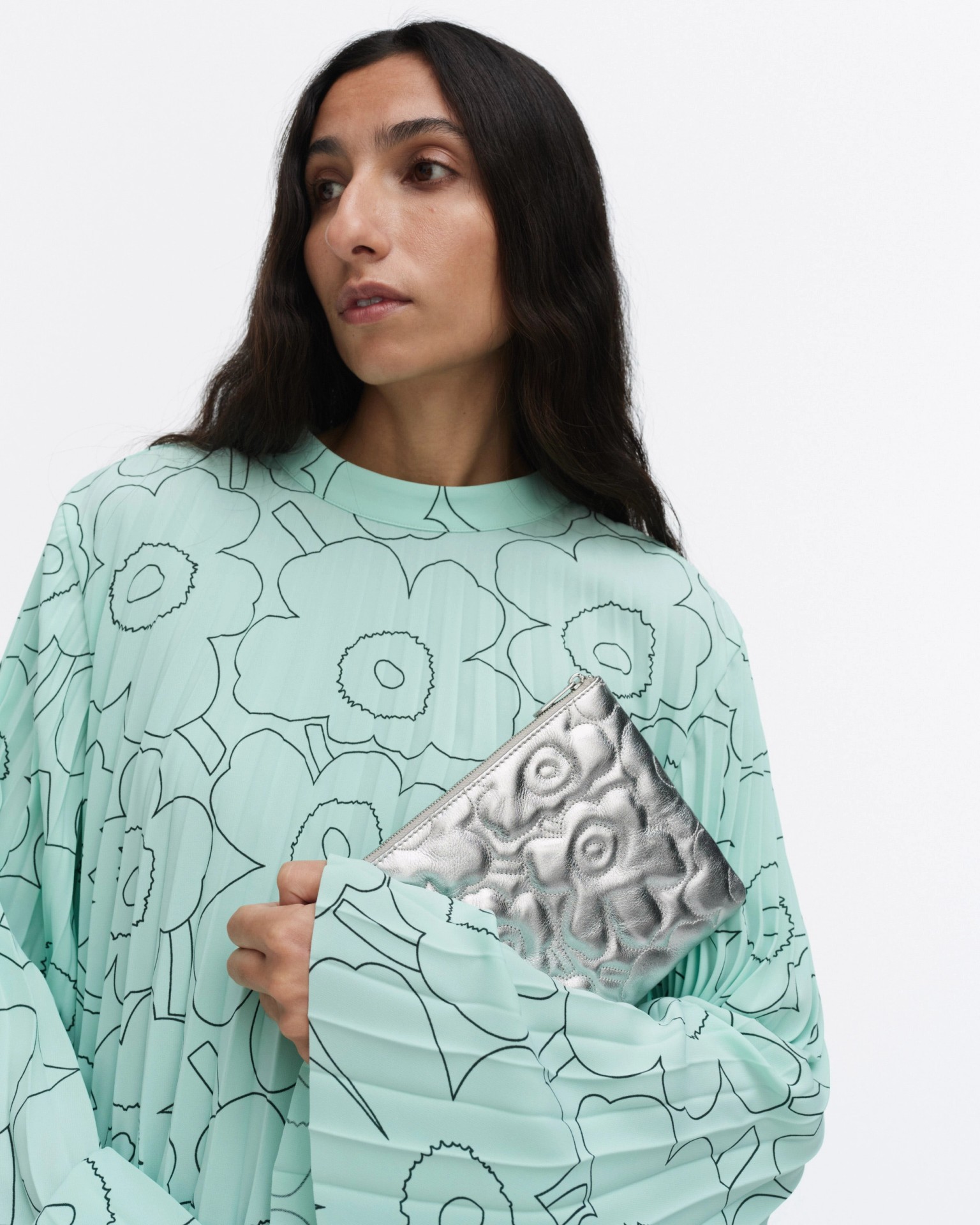 Pouch Bag Unikko, Clutch, silver,