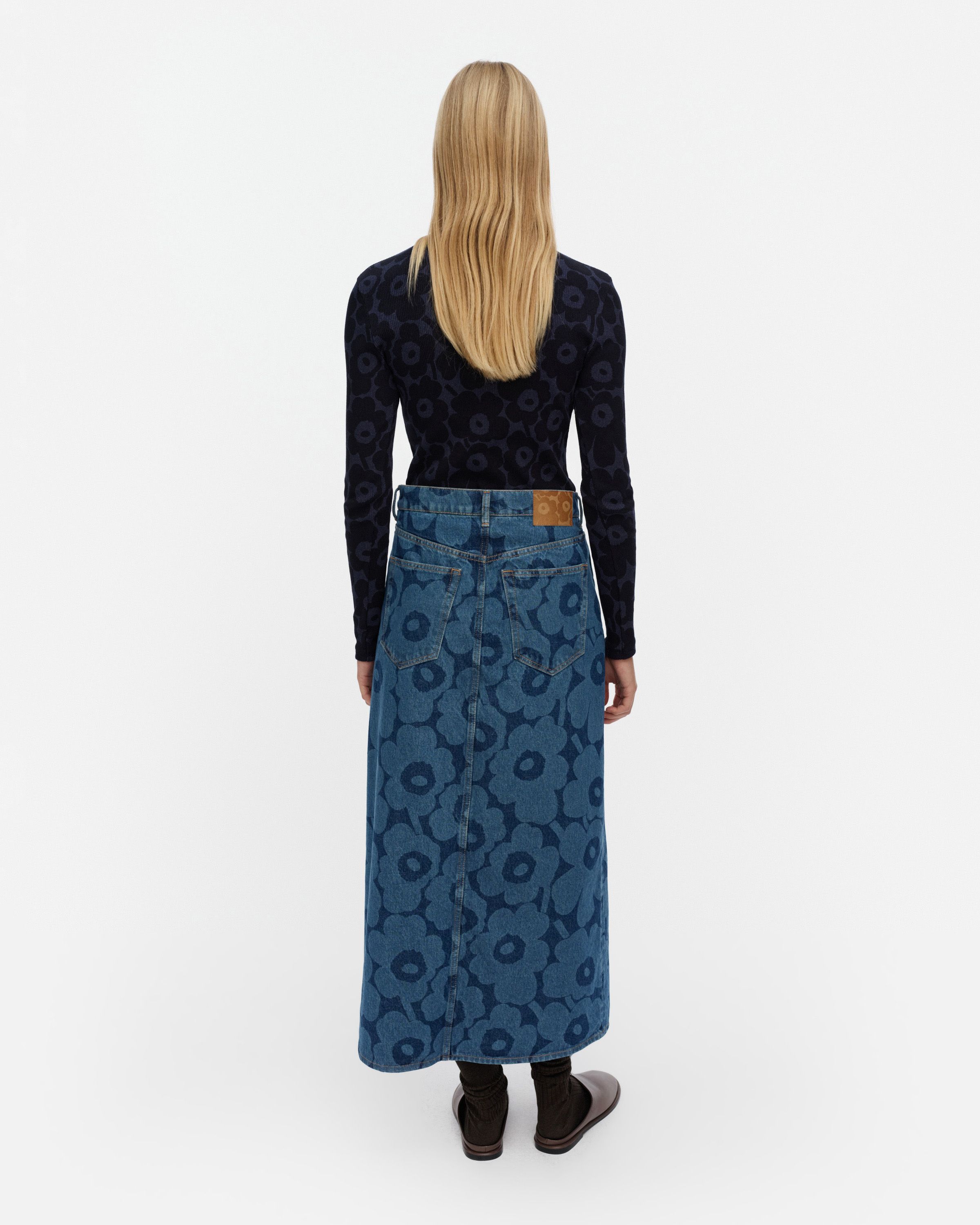 【新品未使用】Maridenim Unikko スカート38デニムスカート Maridenim Kuvastuma Unikko Denim skirt mid indigo | Marimekko