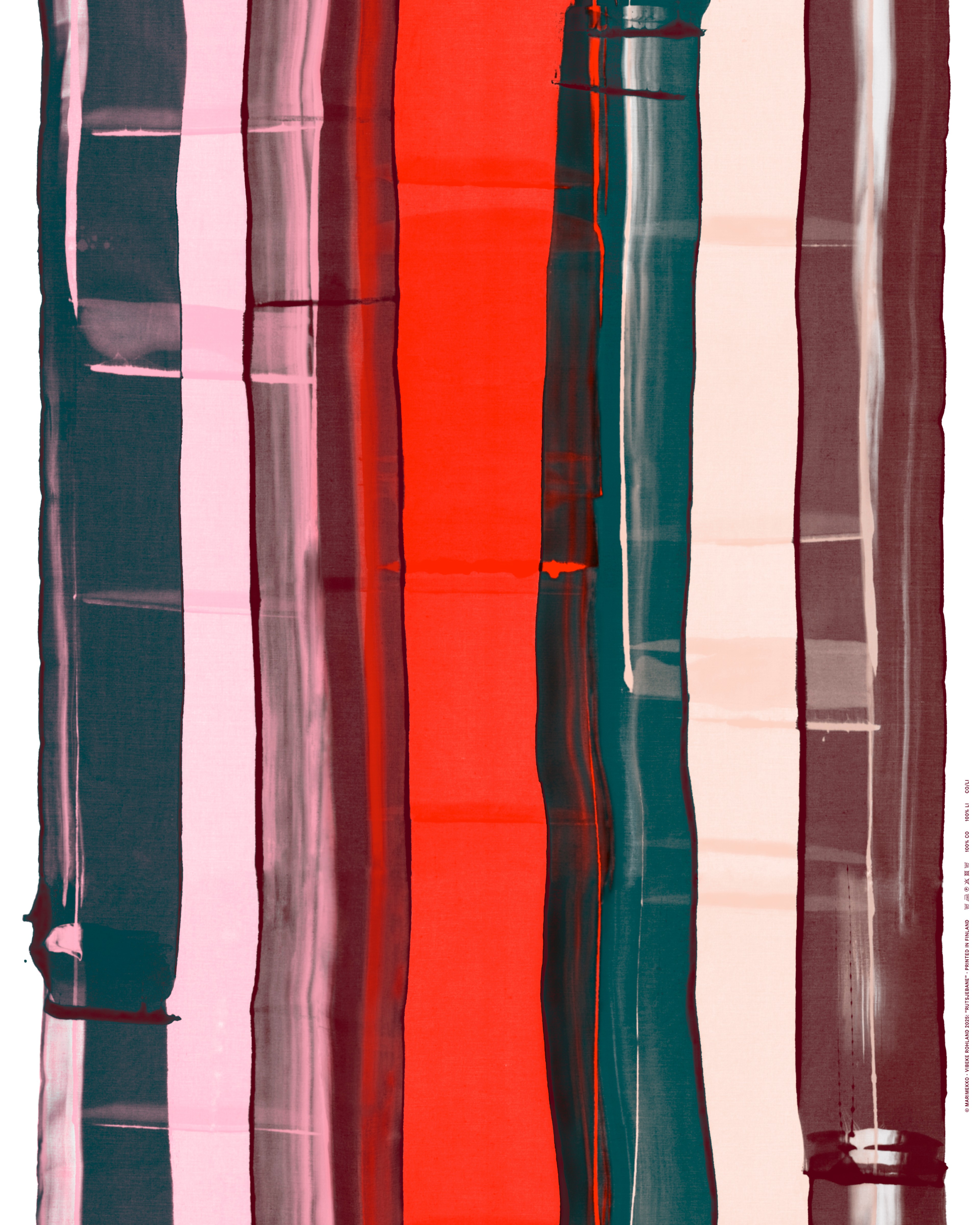 Rutsjebane, Baumwollgewebe, Tomatenrot, Petrol, Cremefarben, Pin,