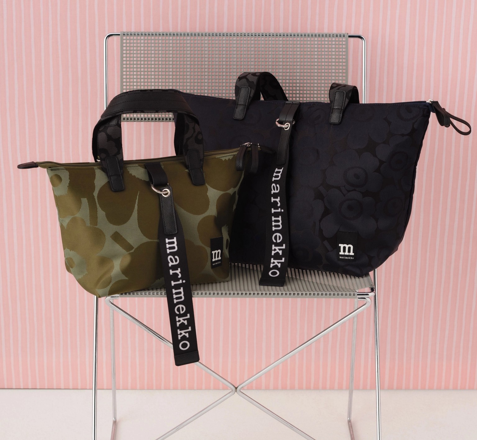 Marimekko bags on chair.