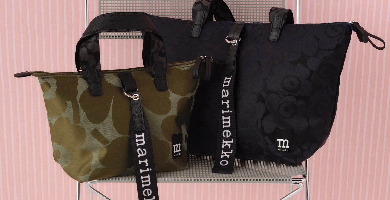 Marimekko bags on chair.