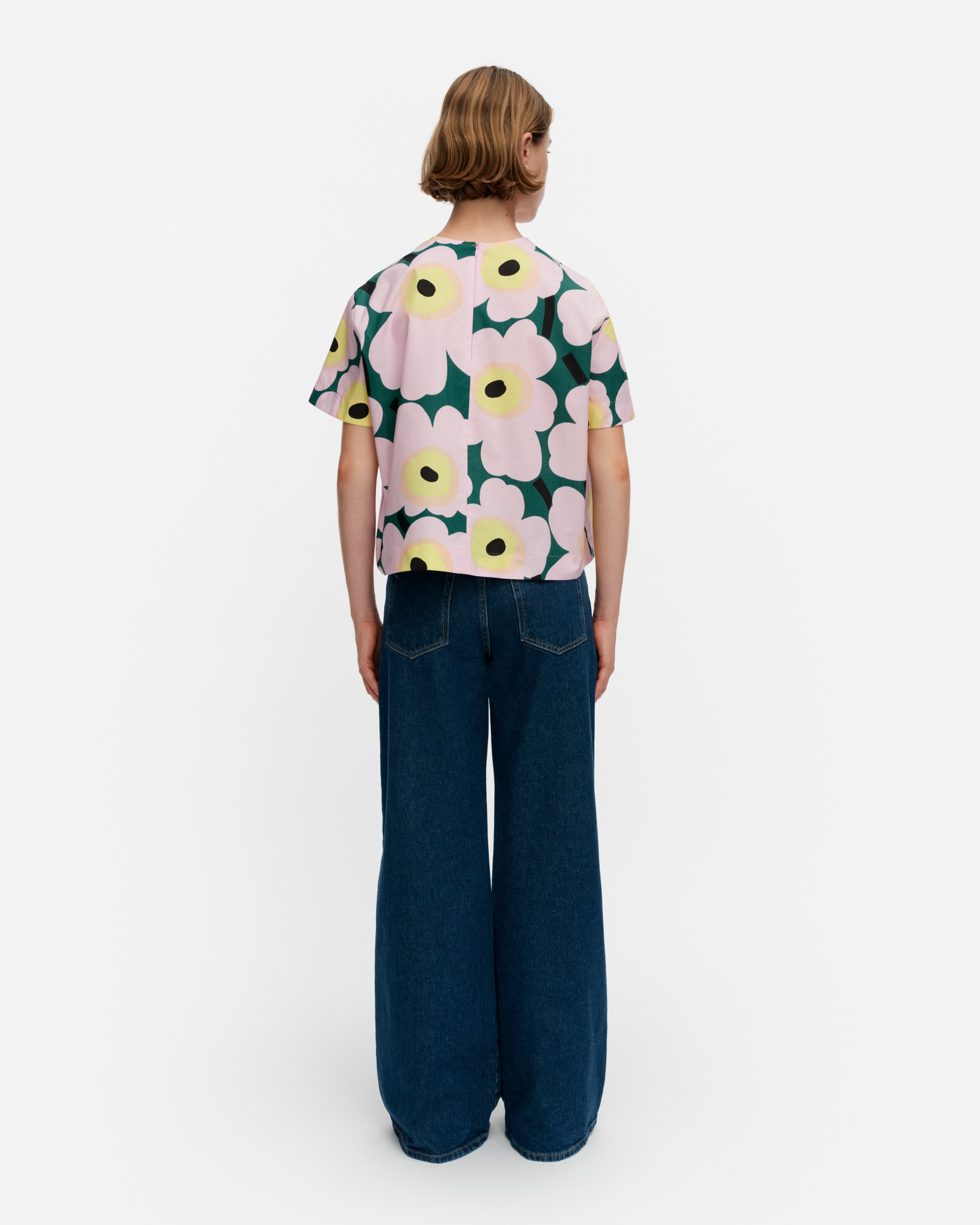 Huojunta Unikko, T-shirt, green, pink, yellow,