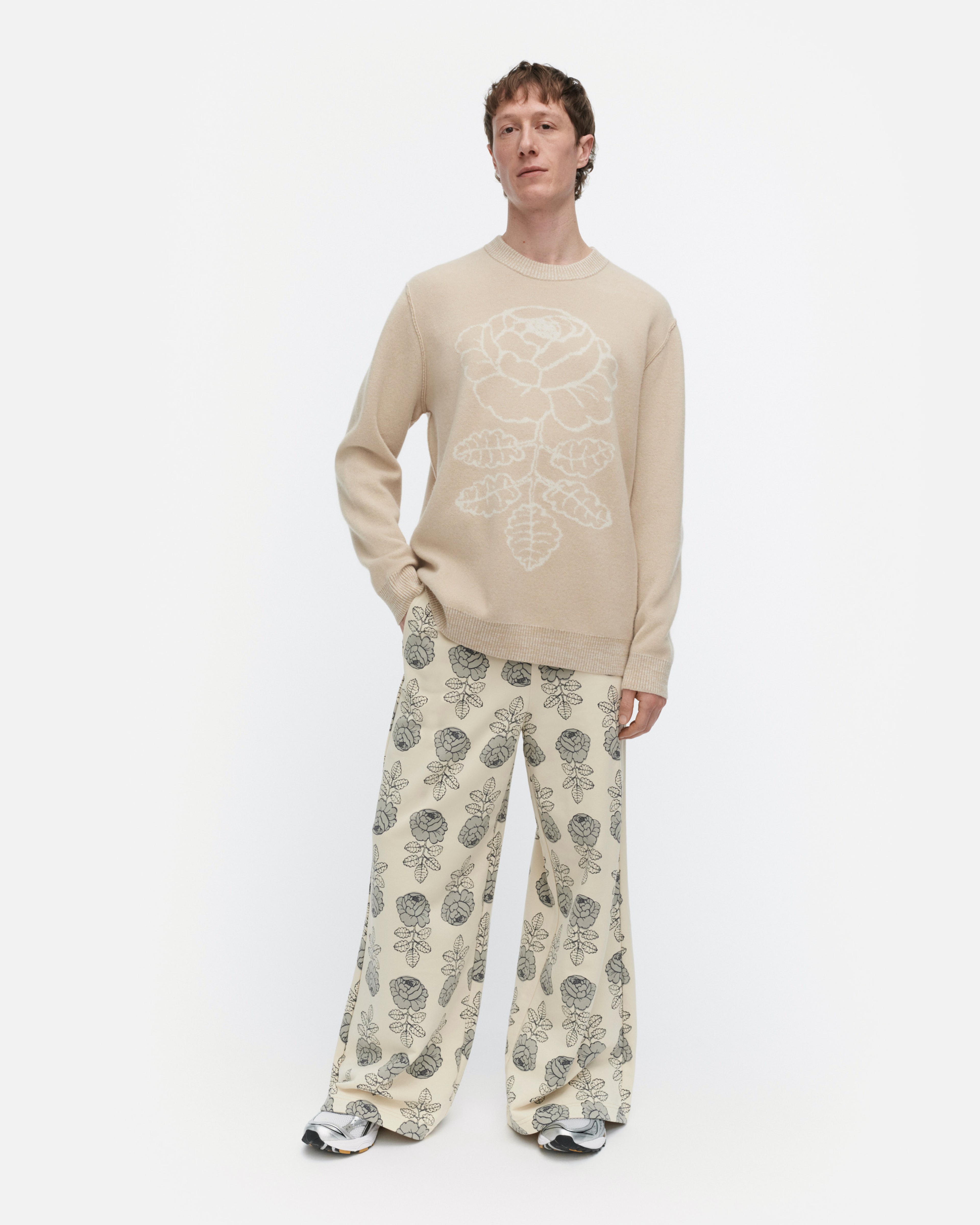 RWS Ruusut Vihkiruusu, Knitted wool pullover, beige, off white,