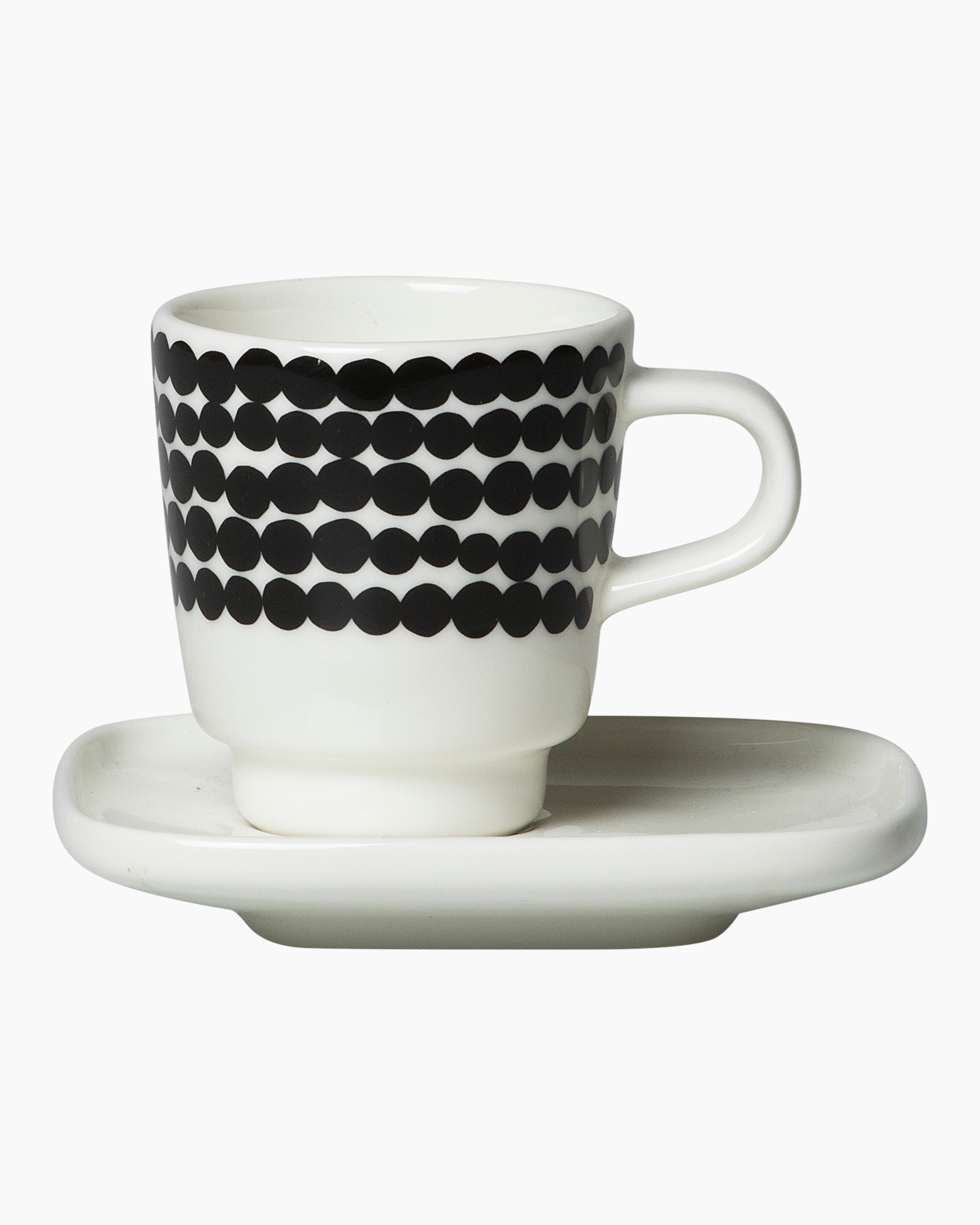 Oiva / Siirtolapuutarha, Espresso cup and plate, white,black,